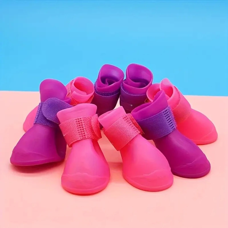 Silikon Köpek Botu (4 Adet Set) – Su Geçirmez, Kaymaz Tabanlı Konfor Bot ( Mor Renk) L Beden