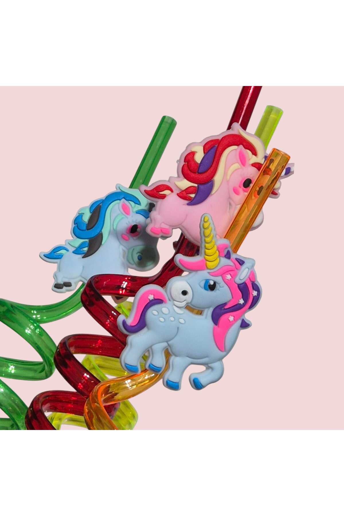 Renkli Figürlü Spiral Pipet Seti - Doğum günü kutlaması, Dekorasyon, Parti