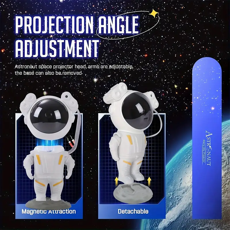 Yıldızlı Gökyüzü Gece Lambası, Projektör, Astronot Projektör Lamba