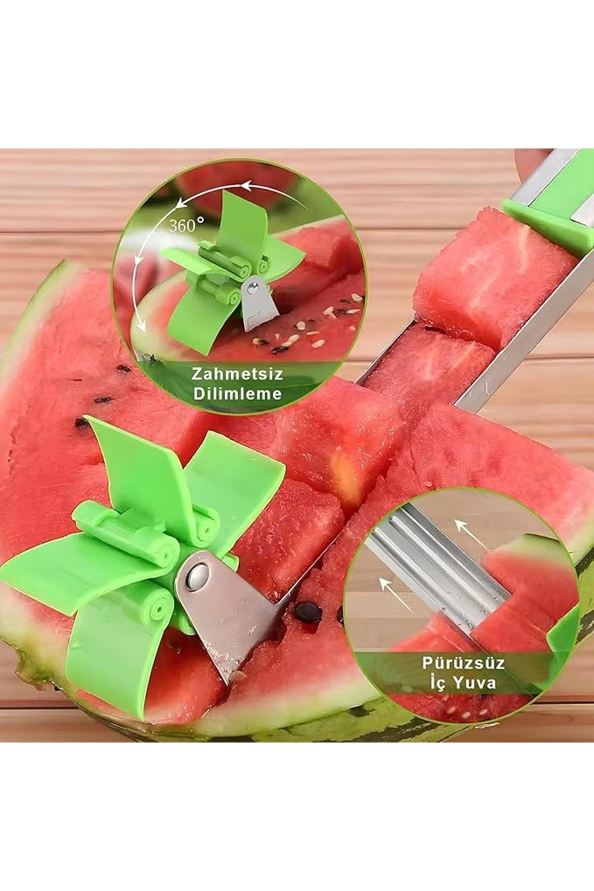 Pratik Paslanmaz Çelik Karpuz Dilimleyici - Ergonomik ve Güvenli Meyve Kesici