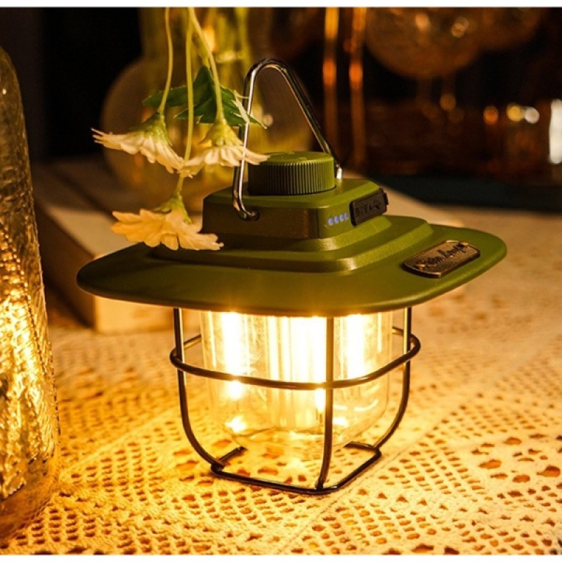 Retro Type-C Şarjlı Powerbank Özellikli Işıldak 360 Derece Floodlighting 3 Kademe Renk Ayarı  