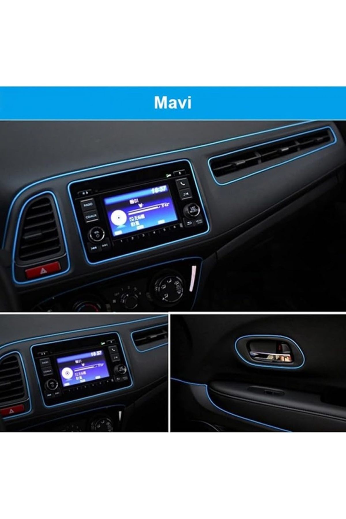 5m Araba Iç Mekan Dekoratif Trim Şeridi (Elektrokaplama) Esnek Araba Conta Trimi (Mavi)
