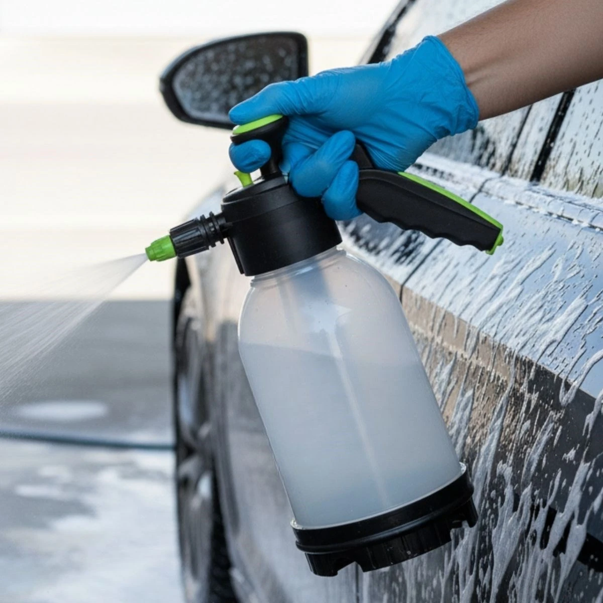 2 Başlıklı 2 Litre Basınçlı Köpük ve Su Püskürtme Aparatı – Oto Yıkama, Bitki Sulama, Temizlik Spreyi