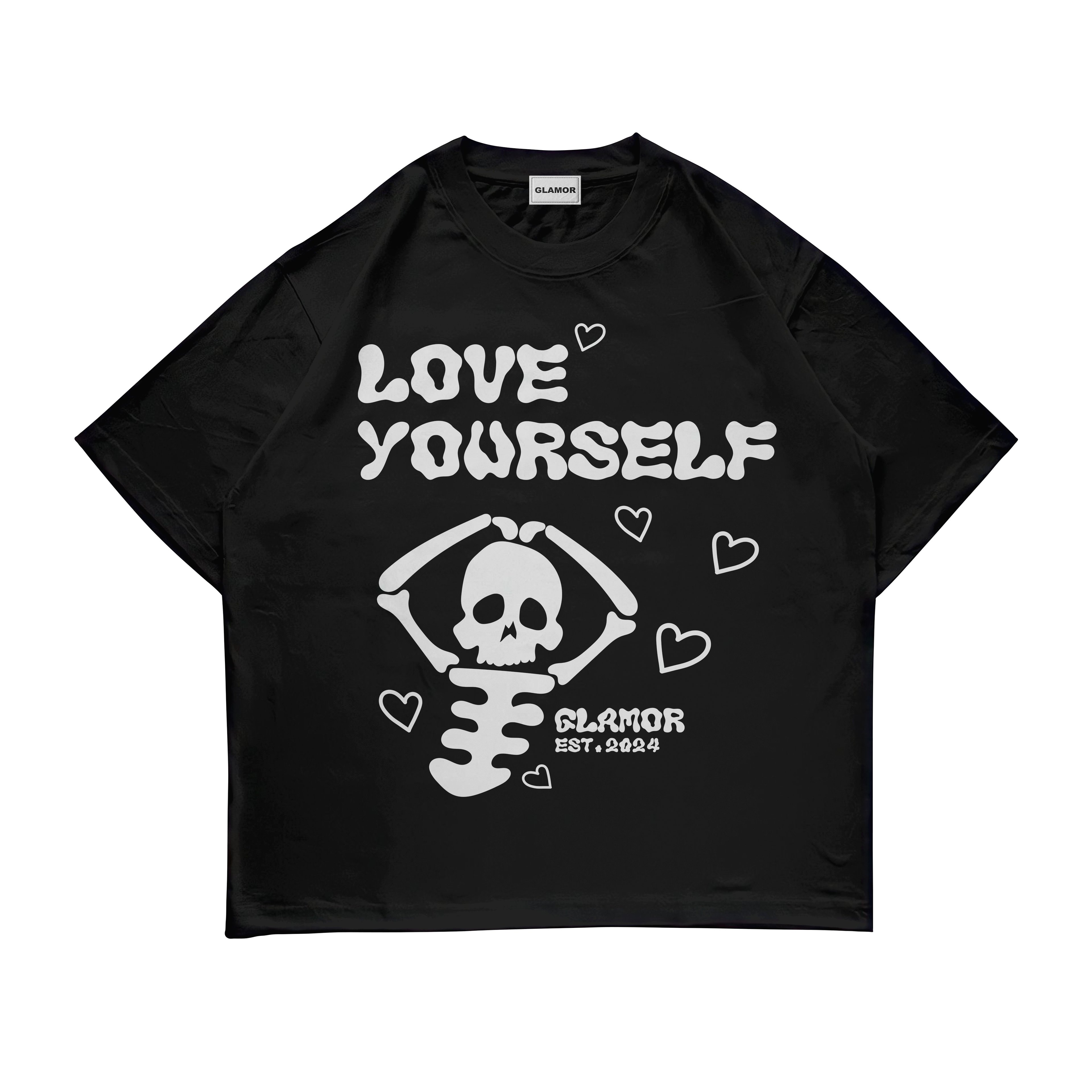 Love Yourself Oversize Siyah Tişört