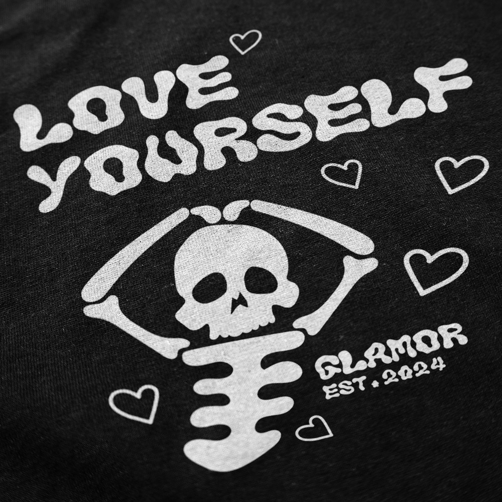 Love Yourself Oversize Siyah Tişört