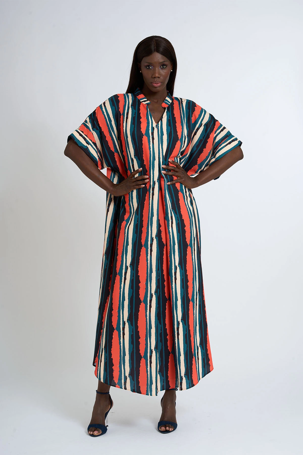 Robe Drapée à Col en V pour Femmes / 44-50 - D65