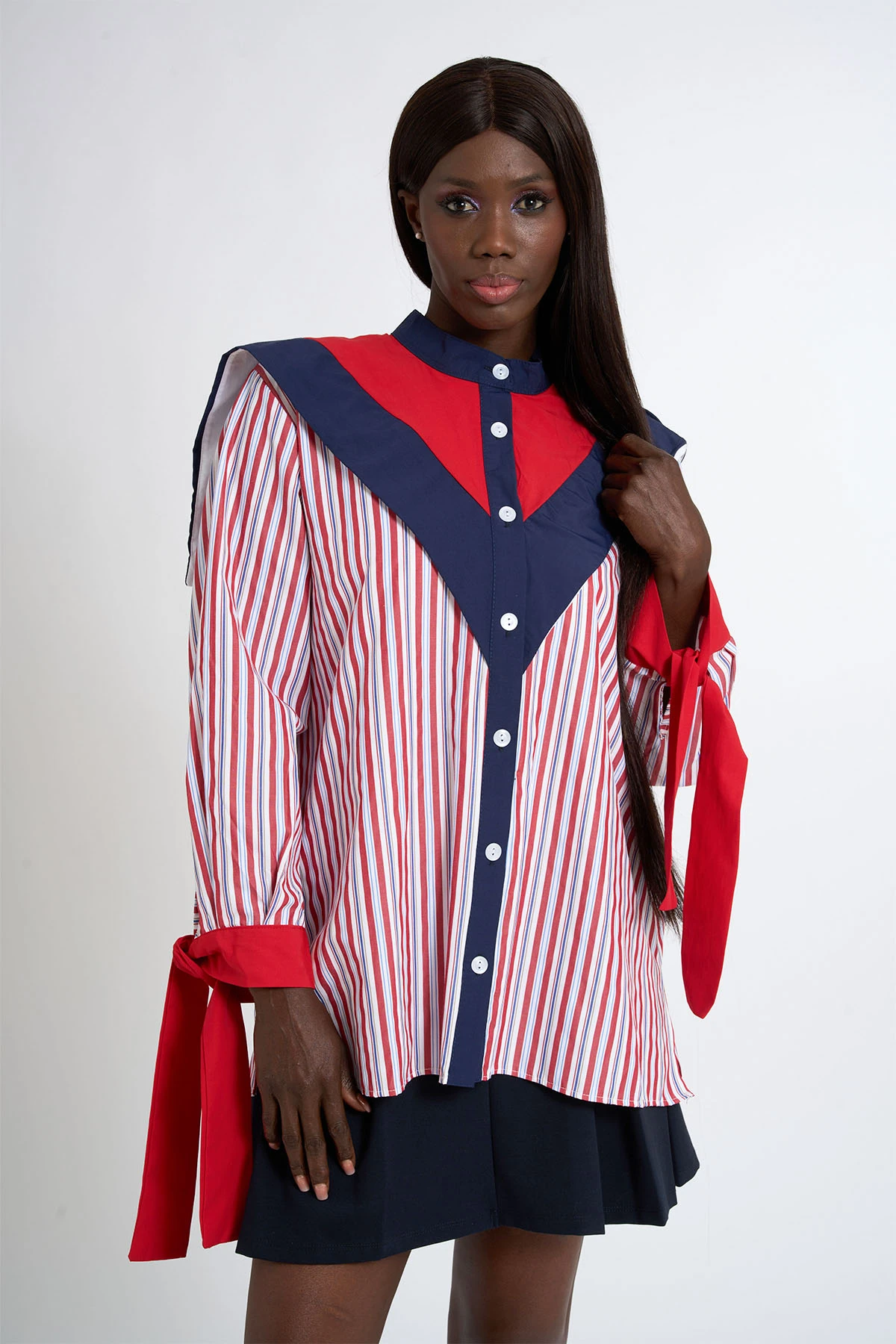 Bahriye Yaka Detaylı Çizgili Gömlek | 44-50 - ÇRD