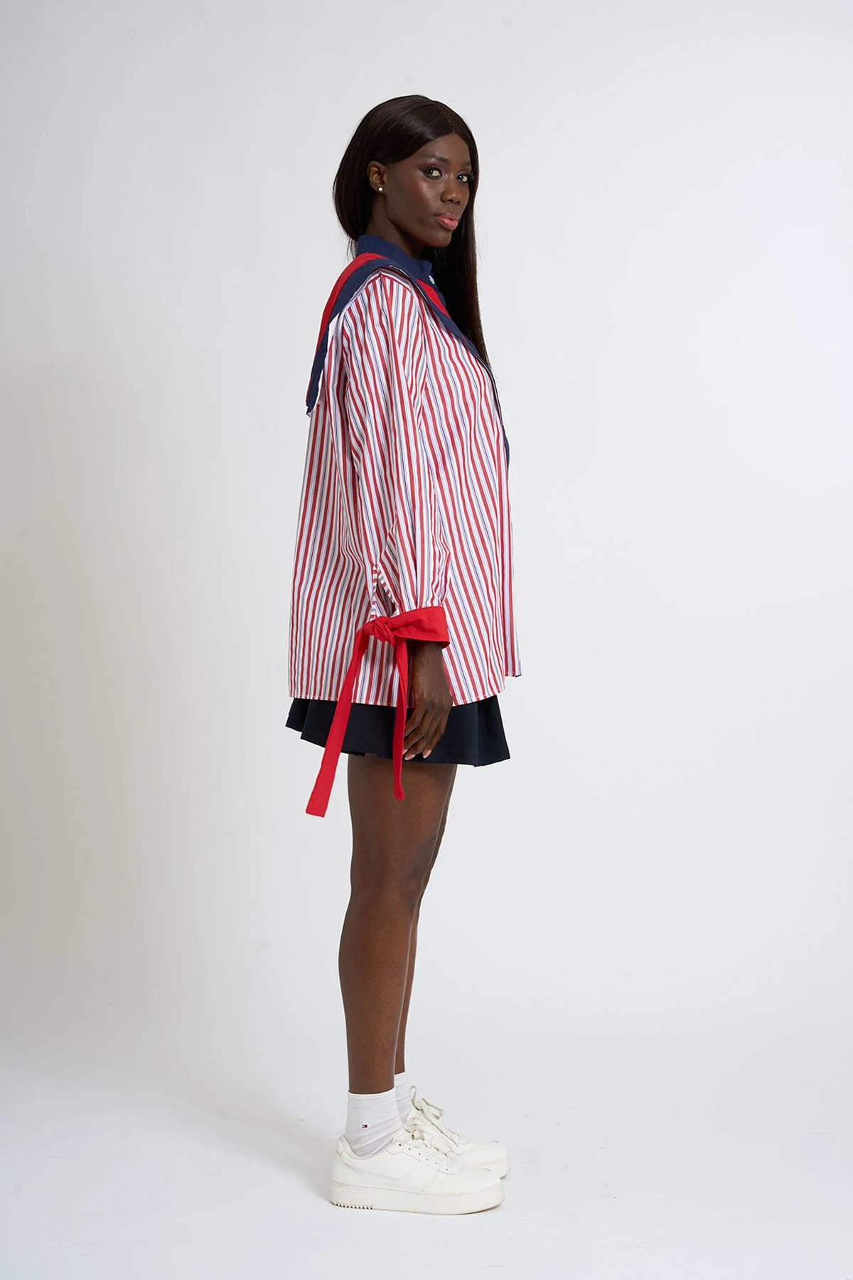 Bahriye Yaka Detaylı Çizgili Gömlek | 44-50