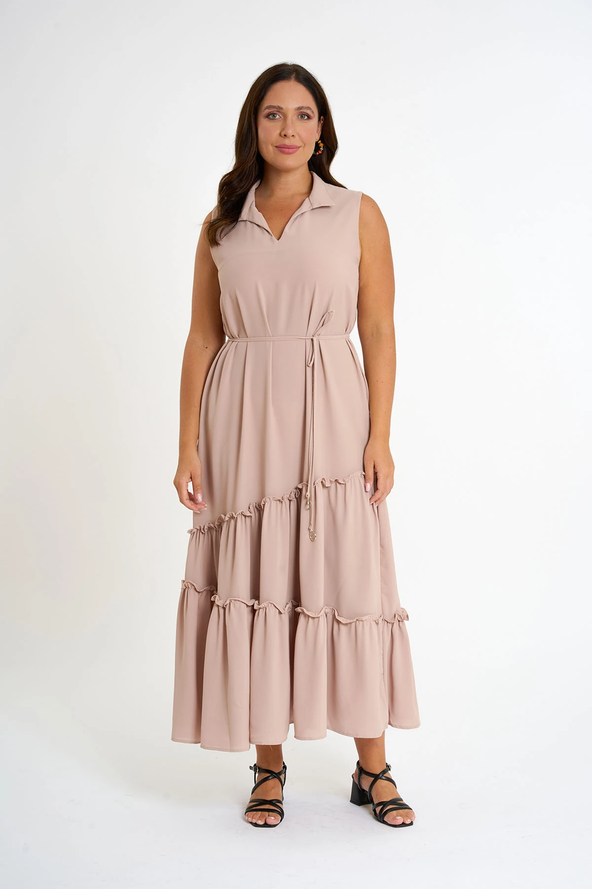 FIRFIR DETAYLI UZUN ELBISE - CRM