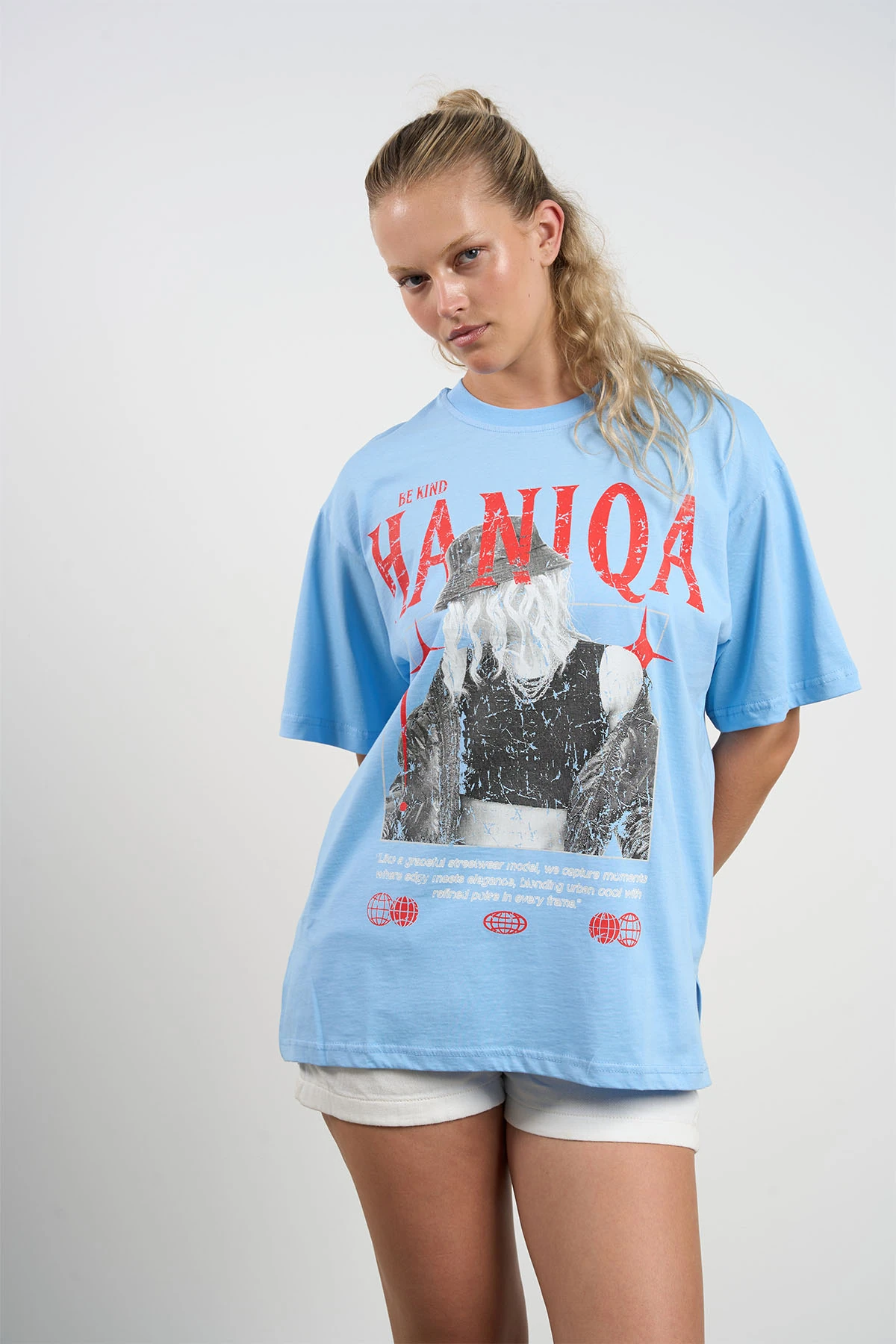 HANIQA Baskılı T-shirt | 44-50 | 1025 - AÇIK MAVİ