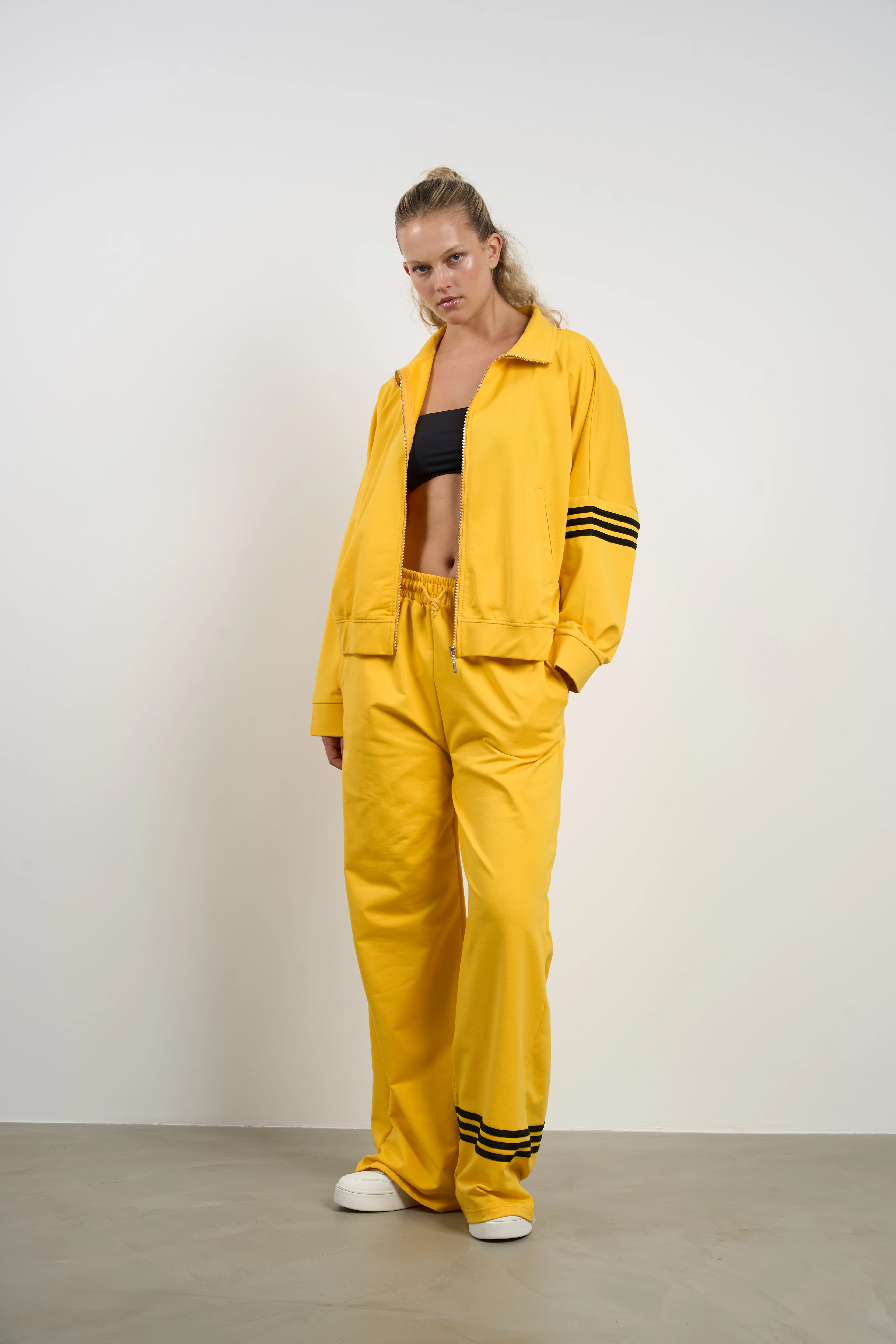 Kadın Fermuarlı Eşofman Takımı Yazlık | 44-50 - SARI