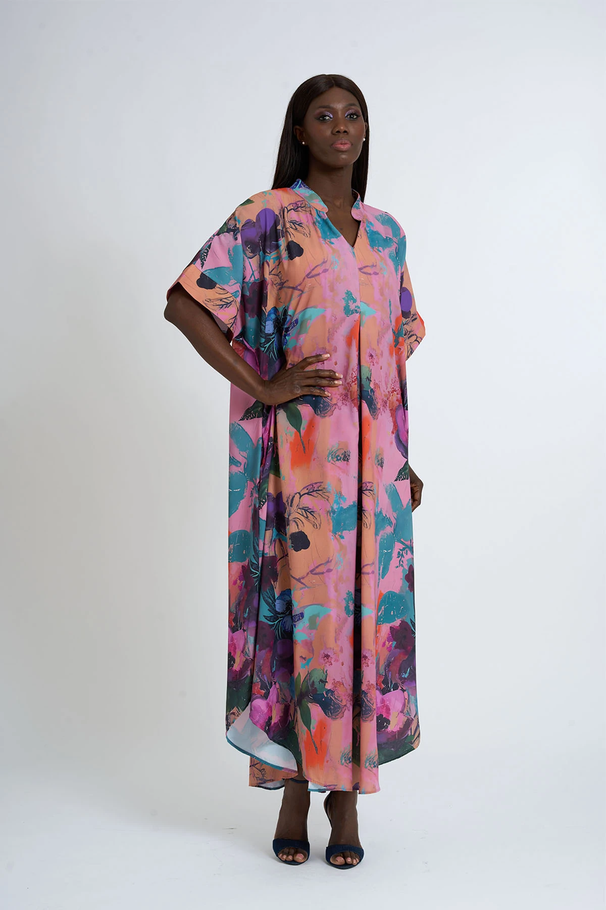 Robe Drapée à Col en V pour Femmes / 44-50 - D66