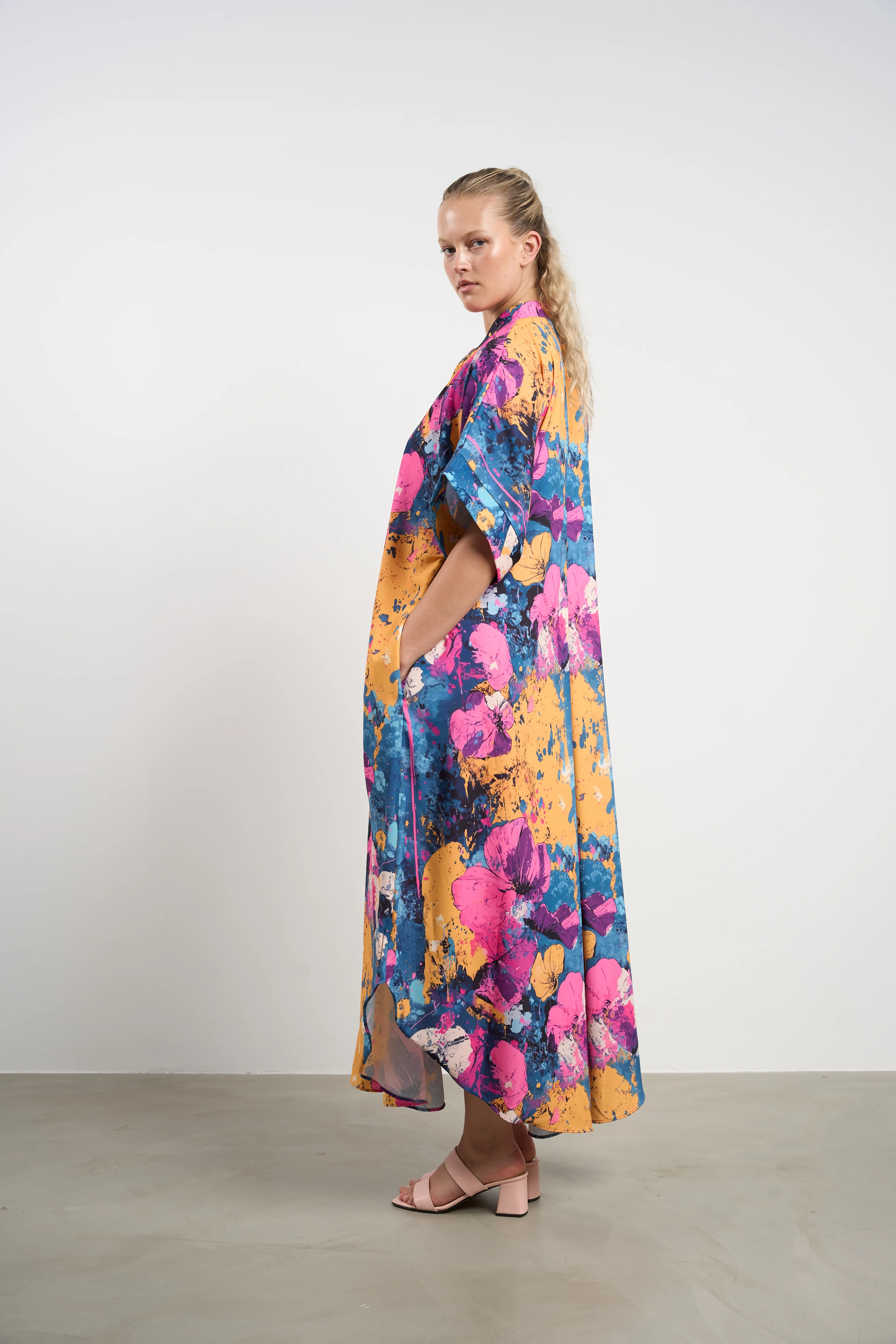 Robe Drapée à Col en V pour Femmes / 44-50