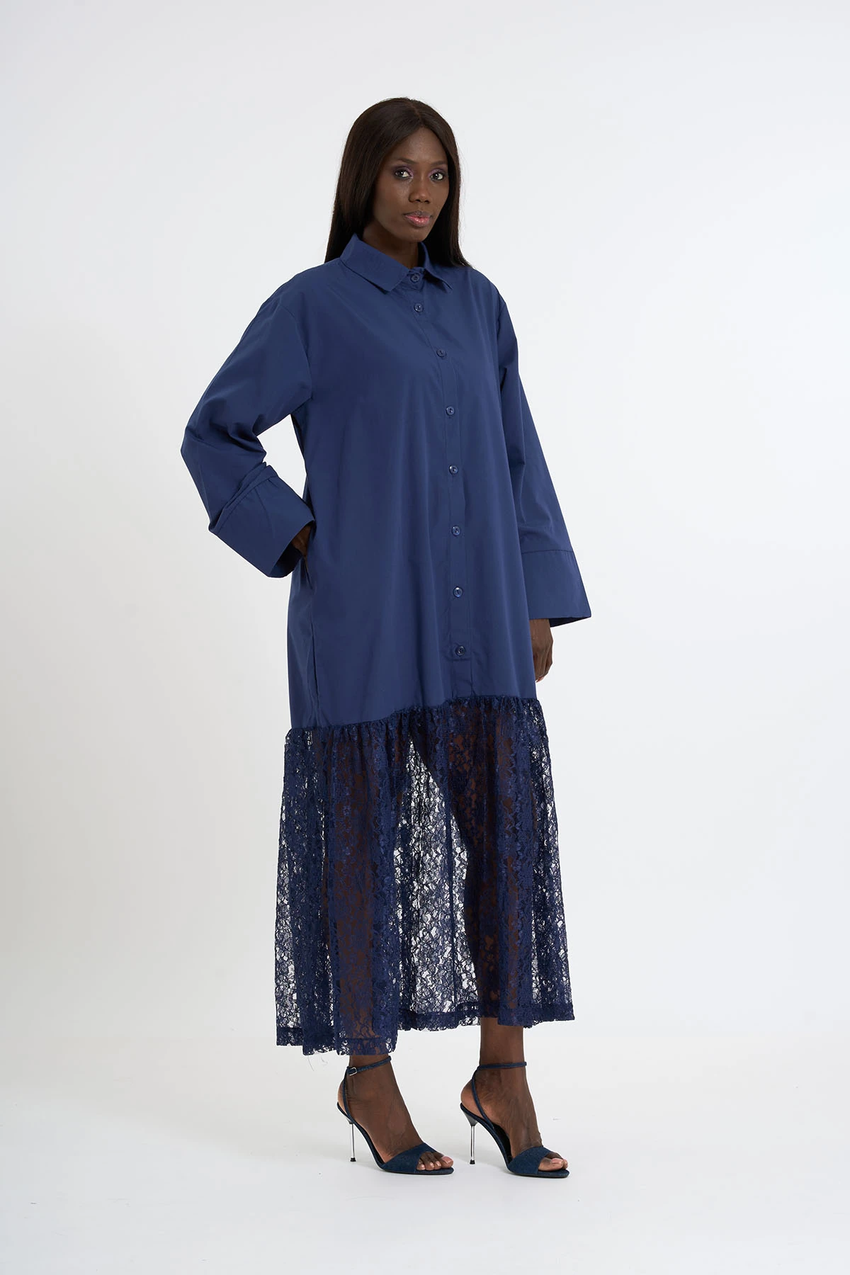 Robe chemise à jupe en dentelle | 44-50