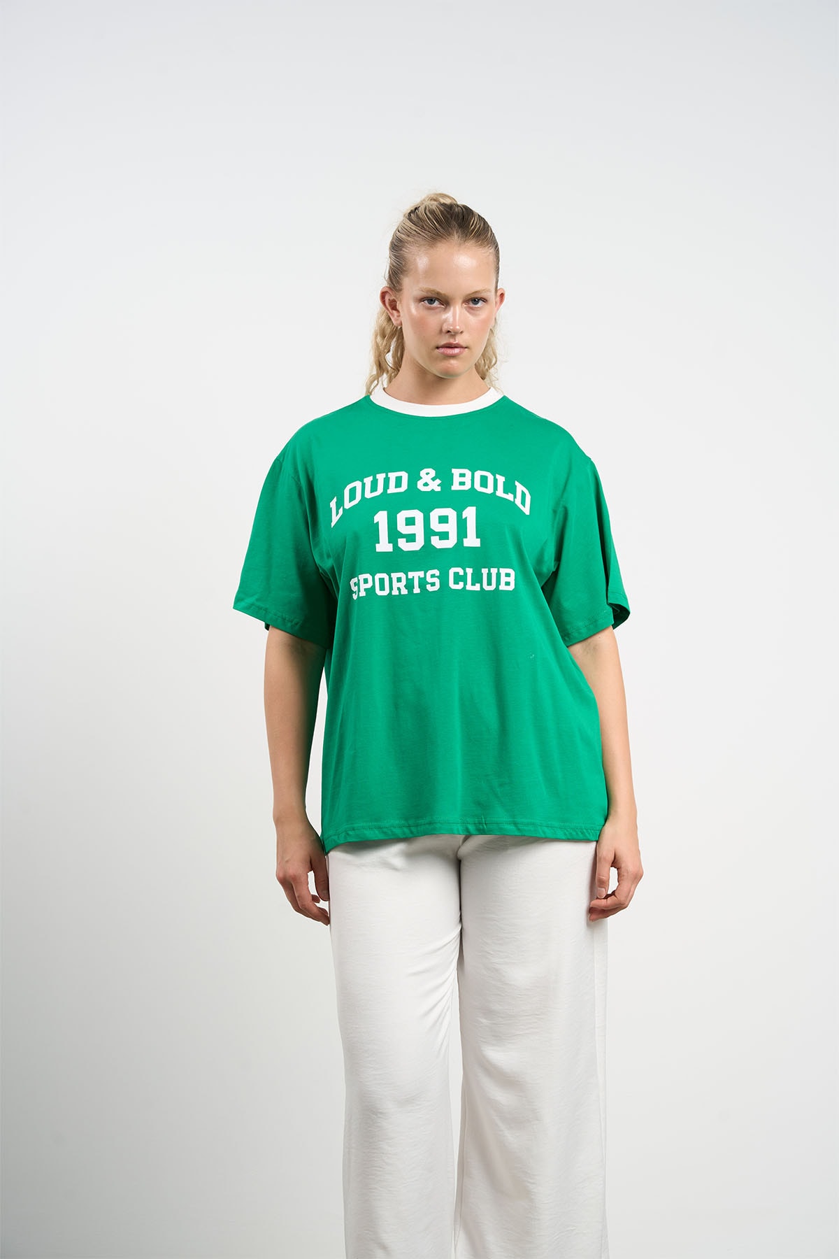 Baskılı T-shirt  - YEŞİL.