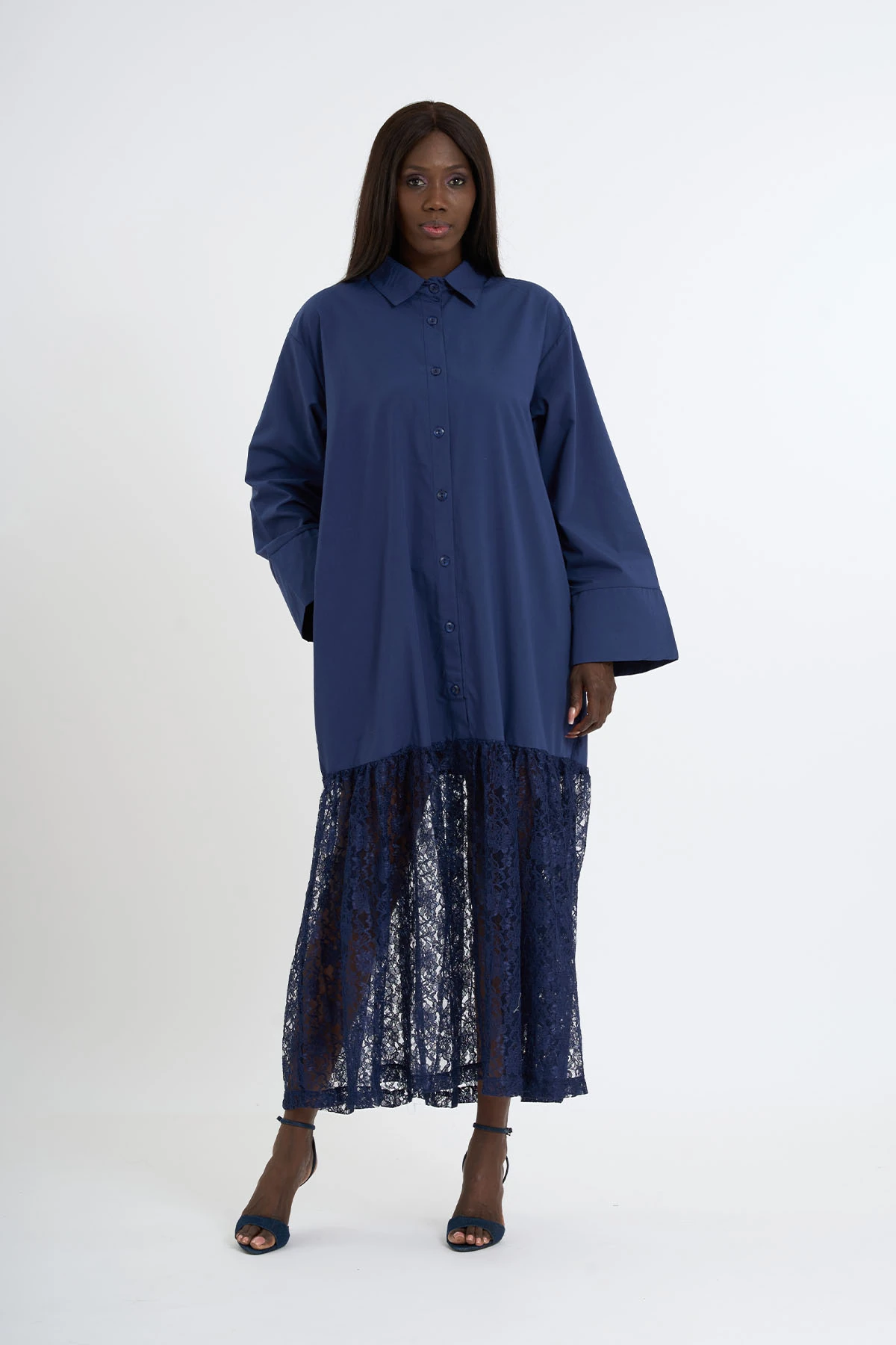 Robe chemise à jupe en dentelle | 44-50 - NBL