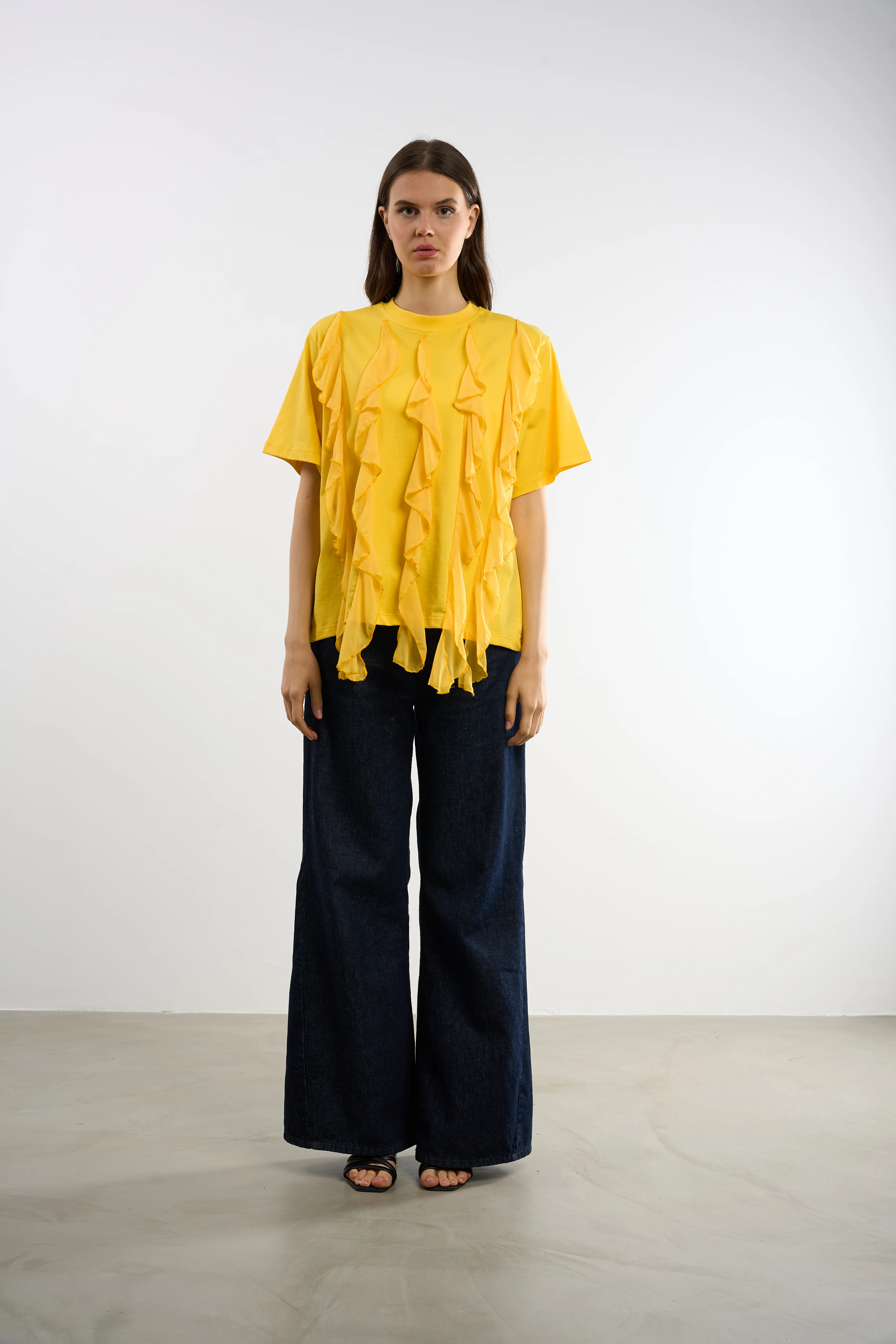 Volanlı T-shirt - SARI