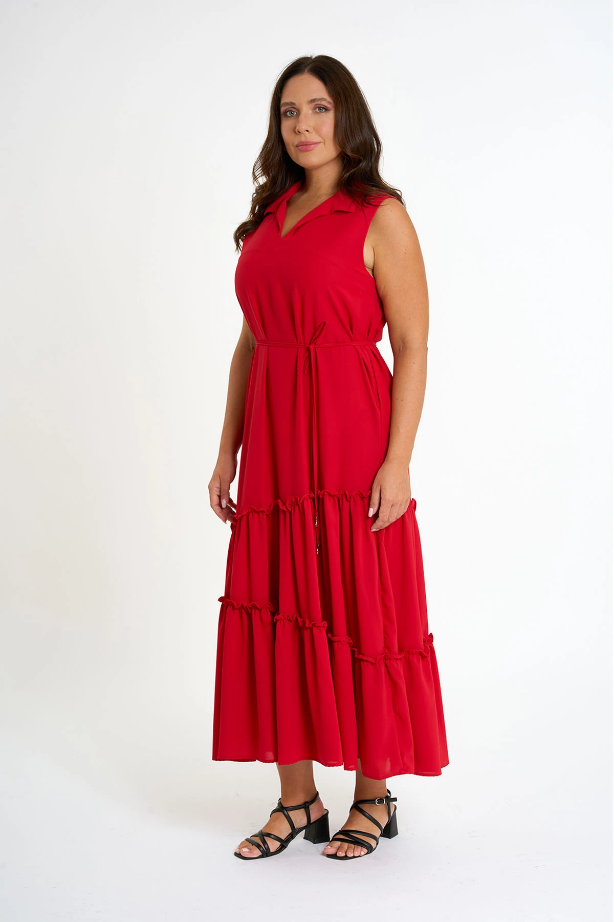 FIRFIR DETAYLI UZUN ELBISE