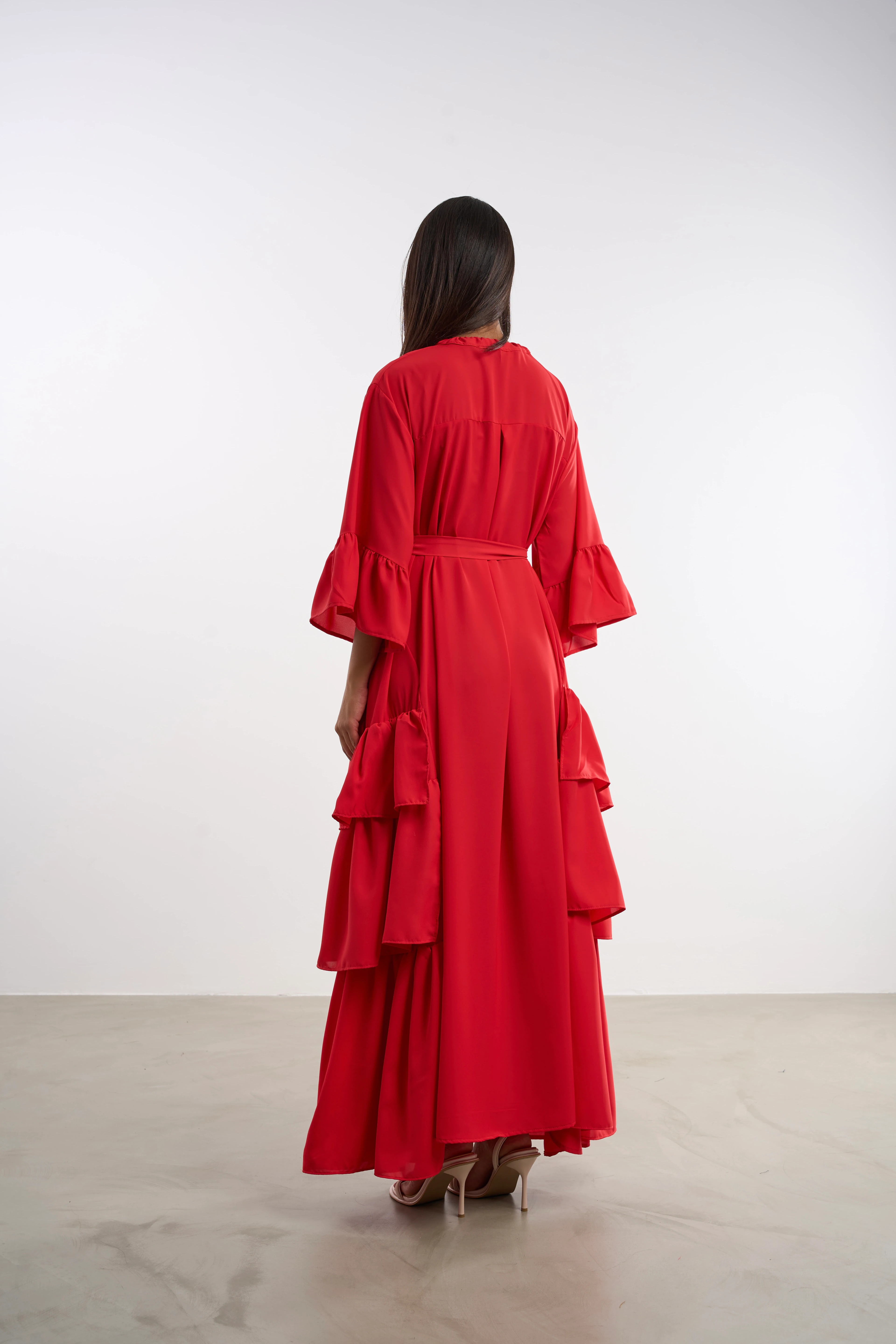 Uzun Fırfırlı Elbise