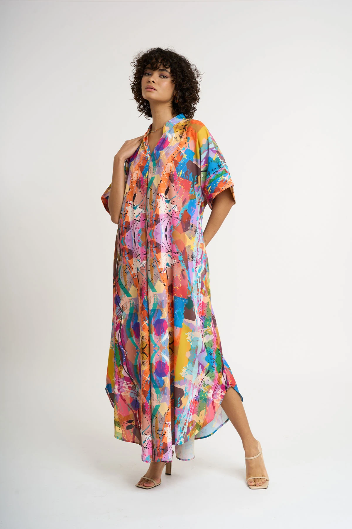 Robe Drapée à Col en V pour Femmes / 44-50 - D56