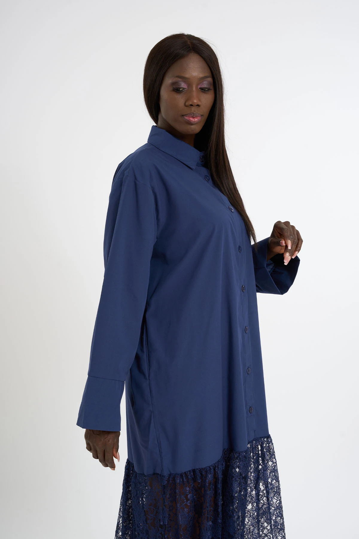 Robe chemise à jupe en dentelle | 44-50