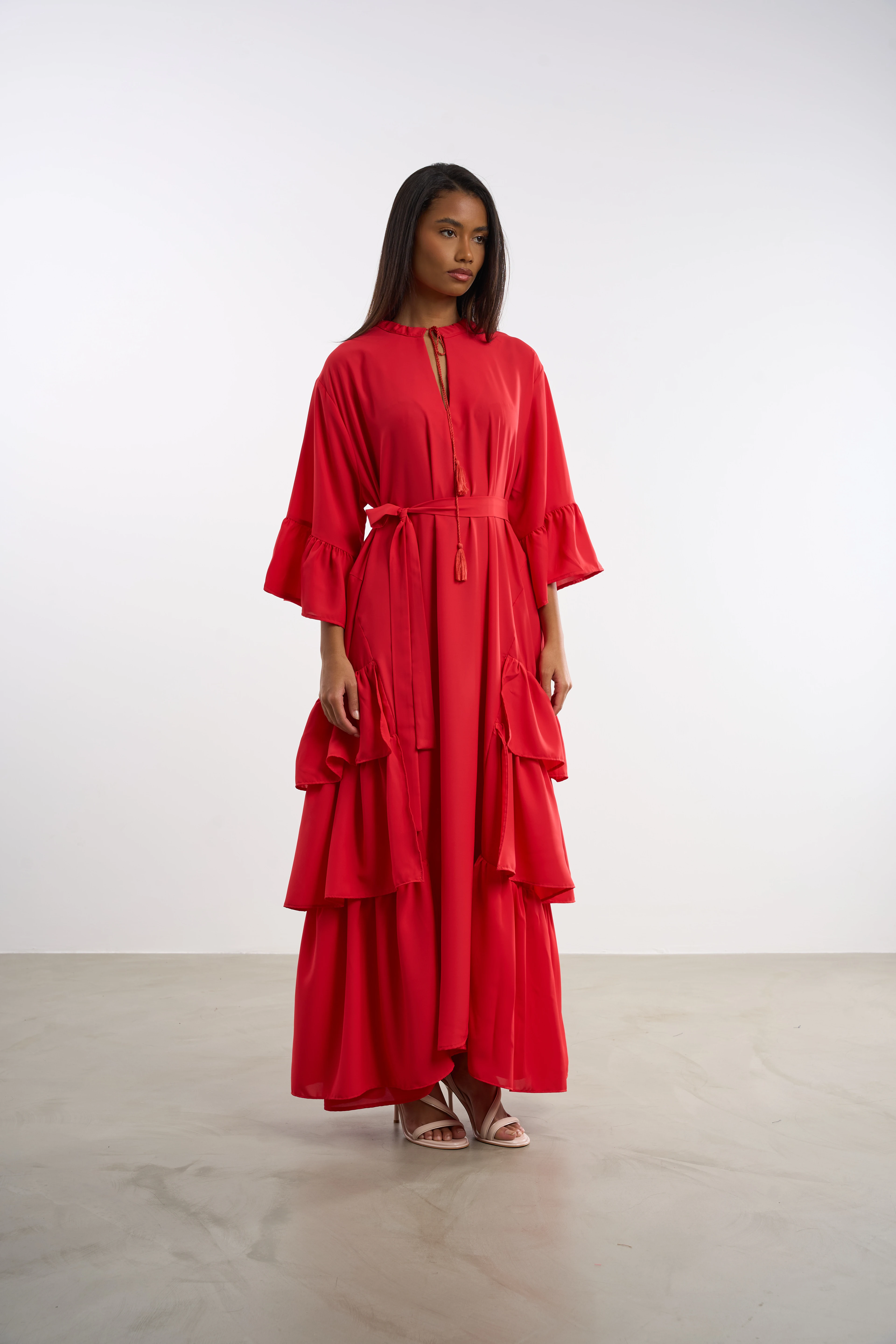 Uzun Fırfırlı Elbise