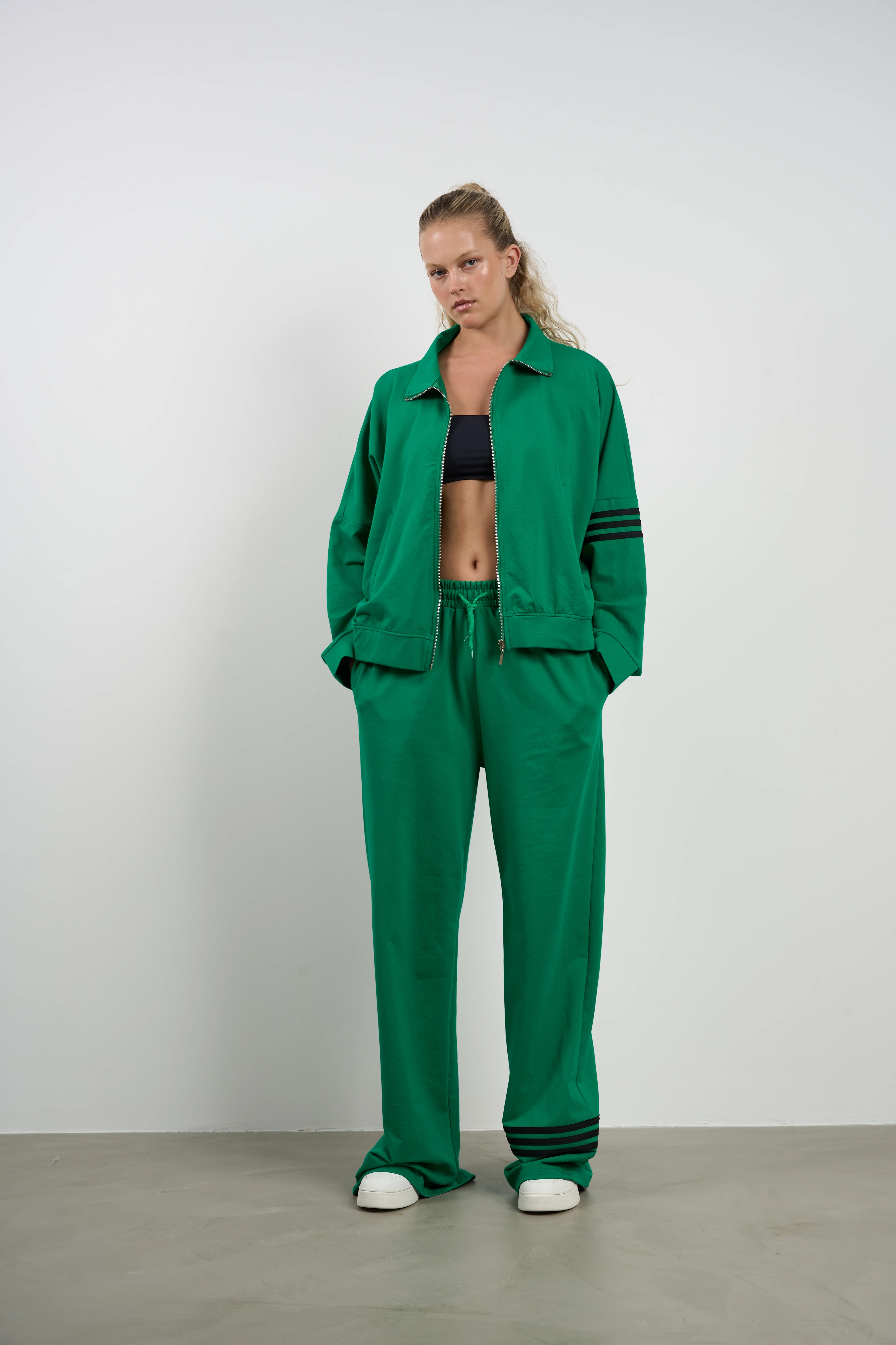 Kadın Fermuarlı Eşofman Takımı Yazlık | 44-50 - GRN