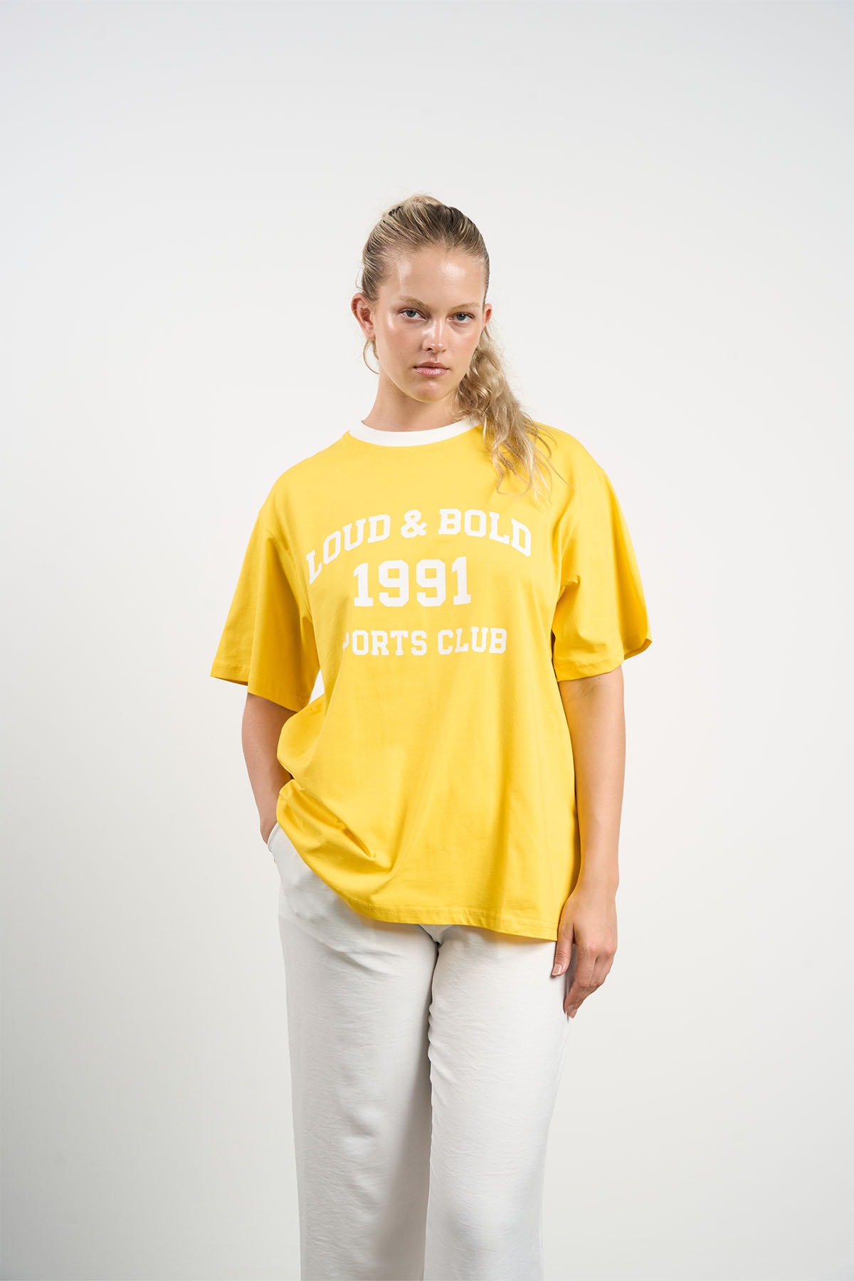 Baskılı T-shirt  - SARI.