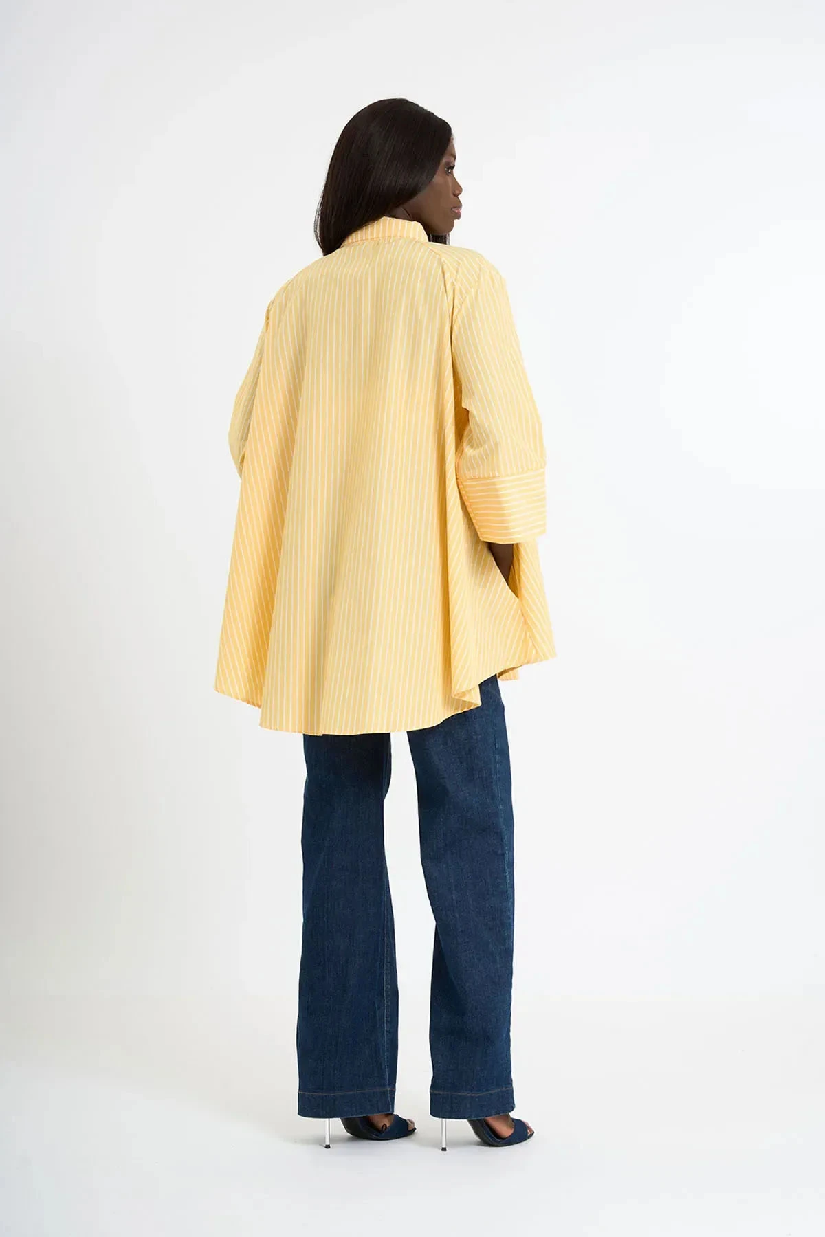 Büyük Beden Salaş Çizgili Yazlık Gömlek