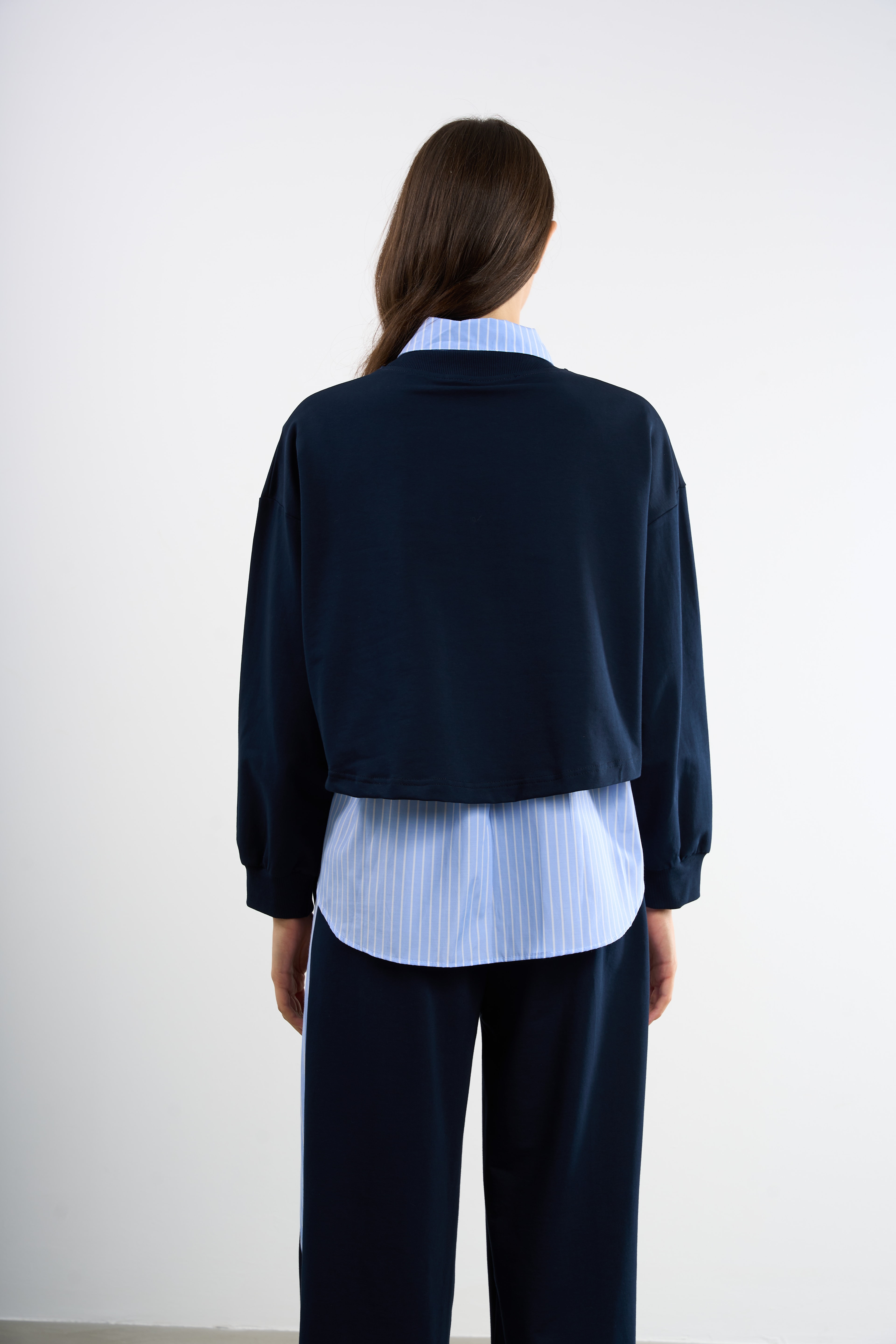 3 Parçalı Crop Sweat Gömlekli Takım | 36-50 | 25270