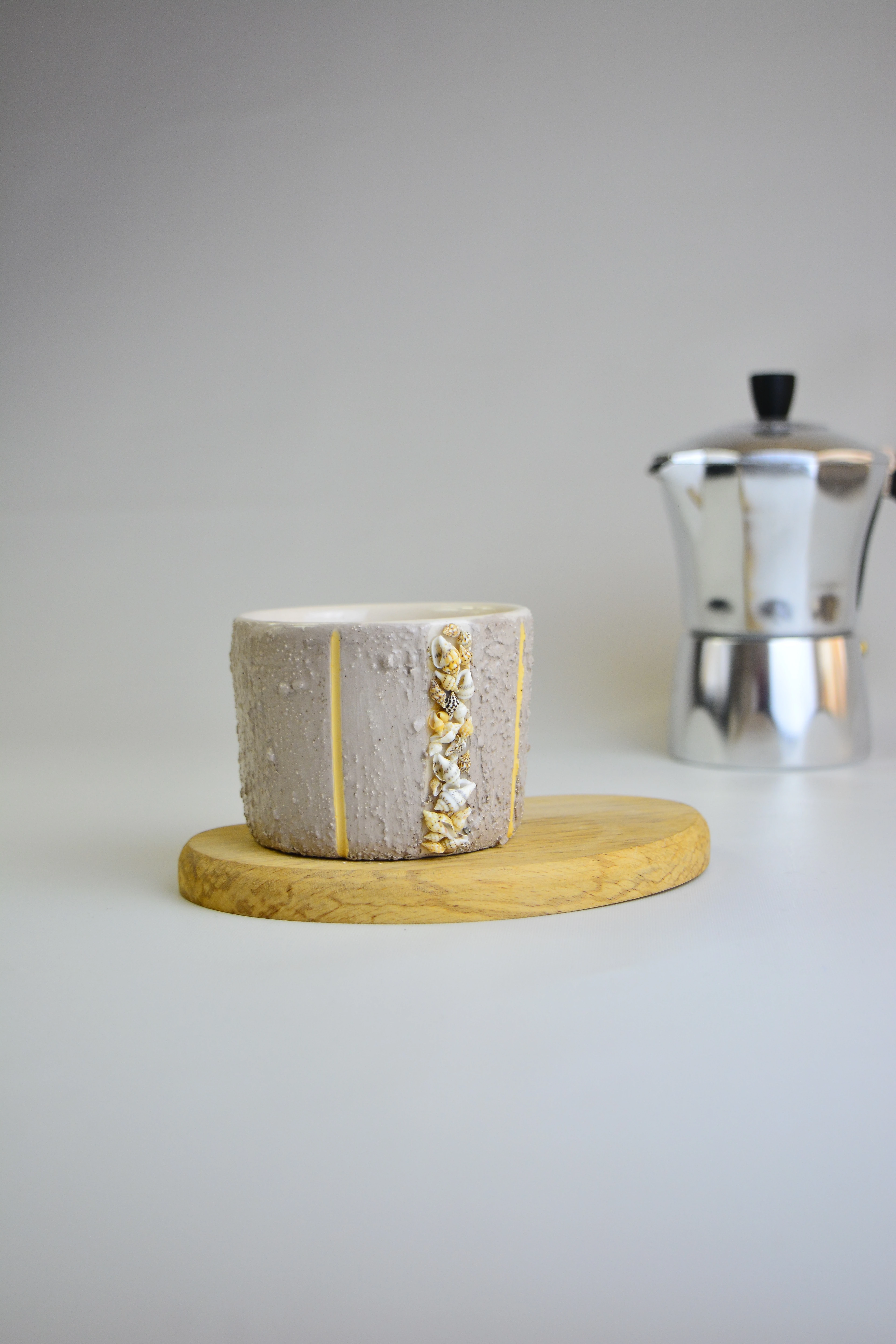 El Yapımı Seramik Kupa Deniz Kabuğu