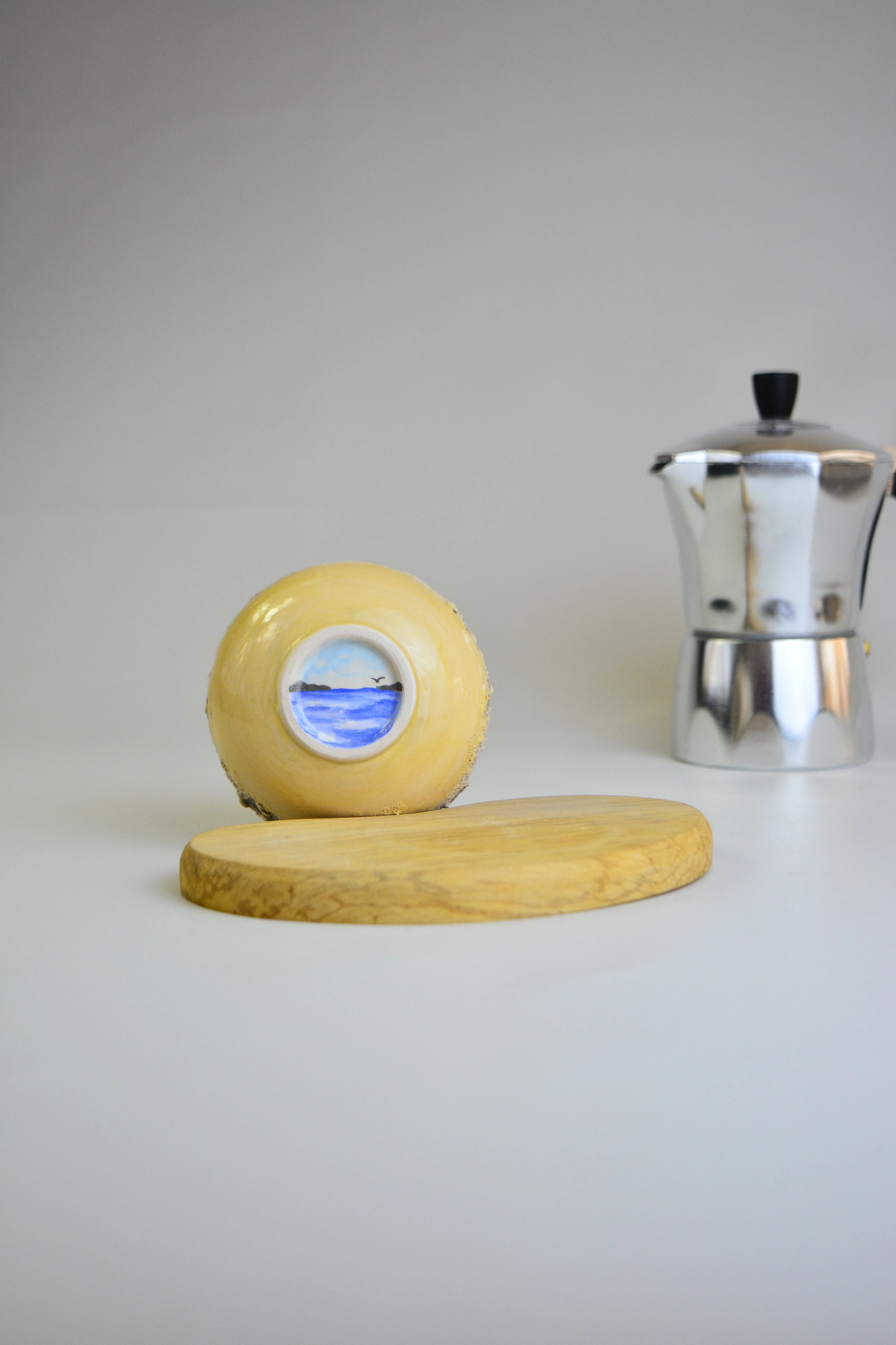 El Yapımı Seramik Kupa Kumsal ve Deniz