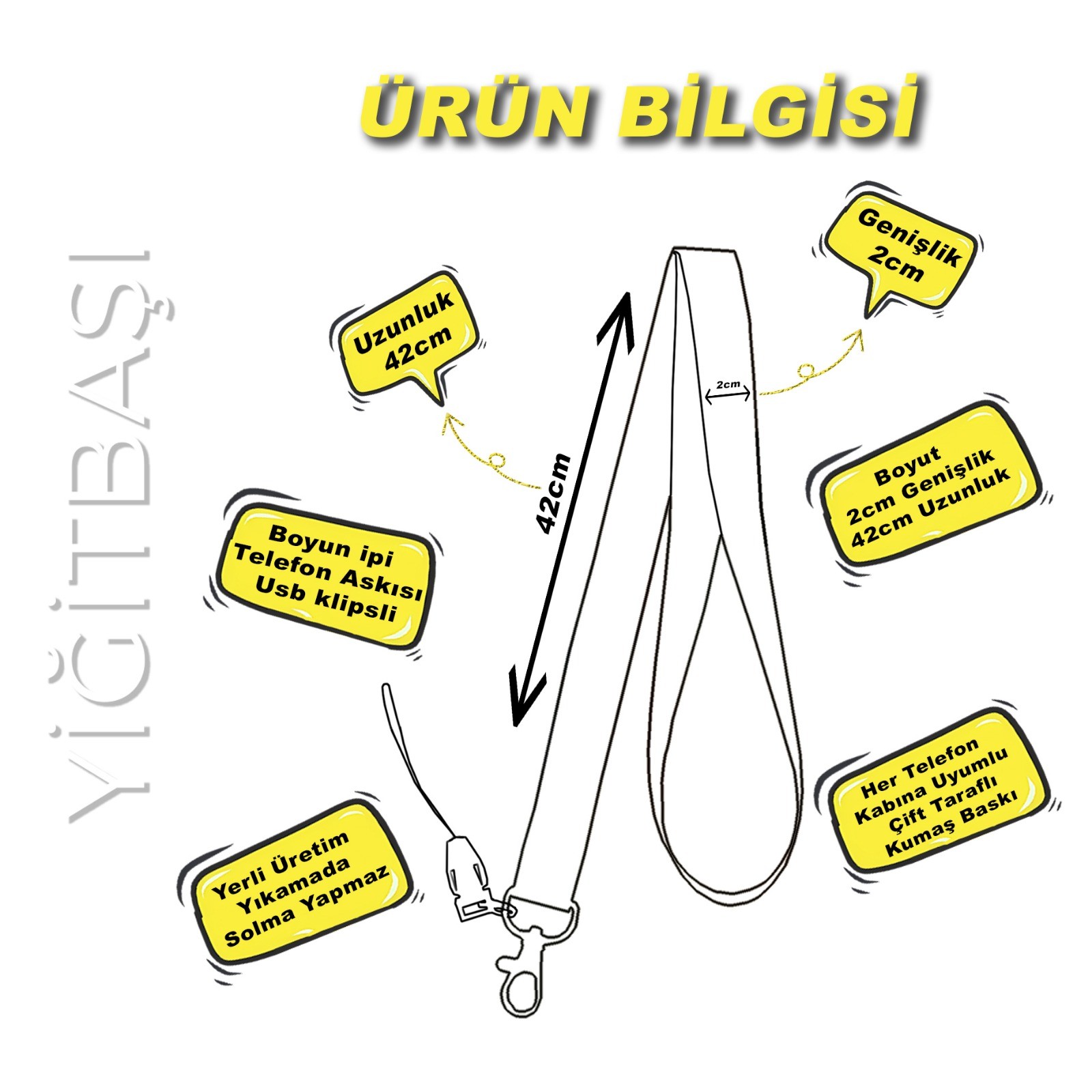 Başak Tarlası Desen Kart Askı İpi, Yaka Askı İpi, Boyun Askı İpi ve Telefon Askı Aparatı | Okul, Hastane, Fuar, Stand, Aşçı, Güvenlik