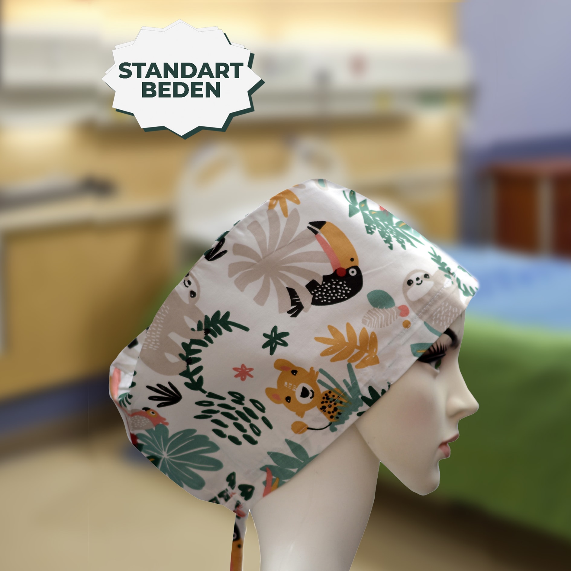 Standart Bone | Beyaz Hayvan Desenli | Doktor, Hemşire, Aşçı ve Anne Kullanımı