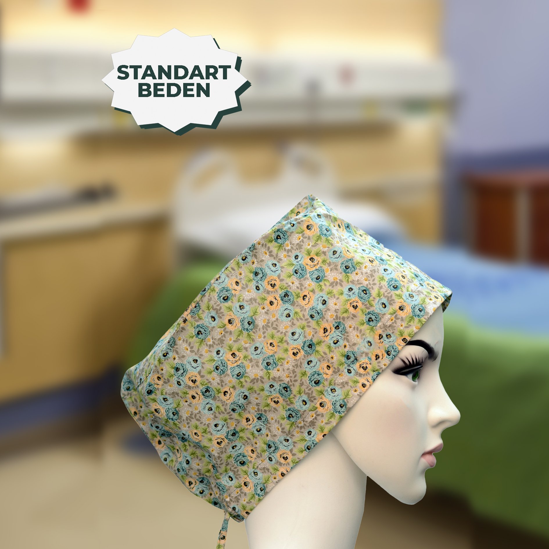 Standart Bone | Yeşil Çiçekli | Doktor, Hemşire, Aşçı ve Anne Kullanımı