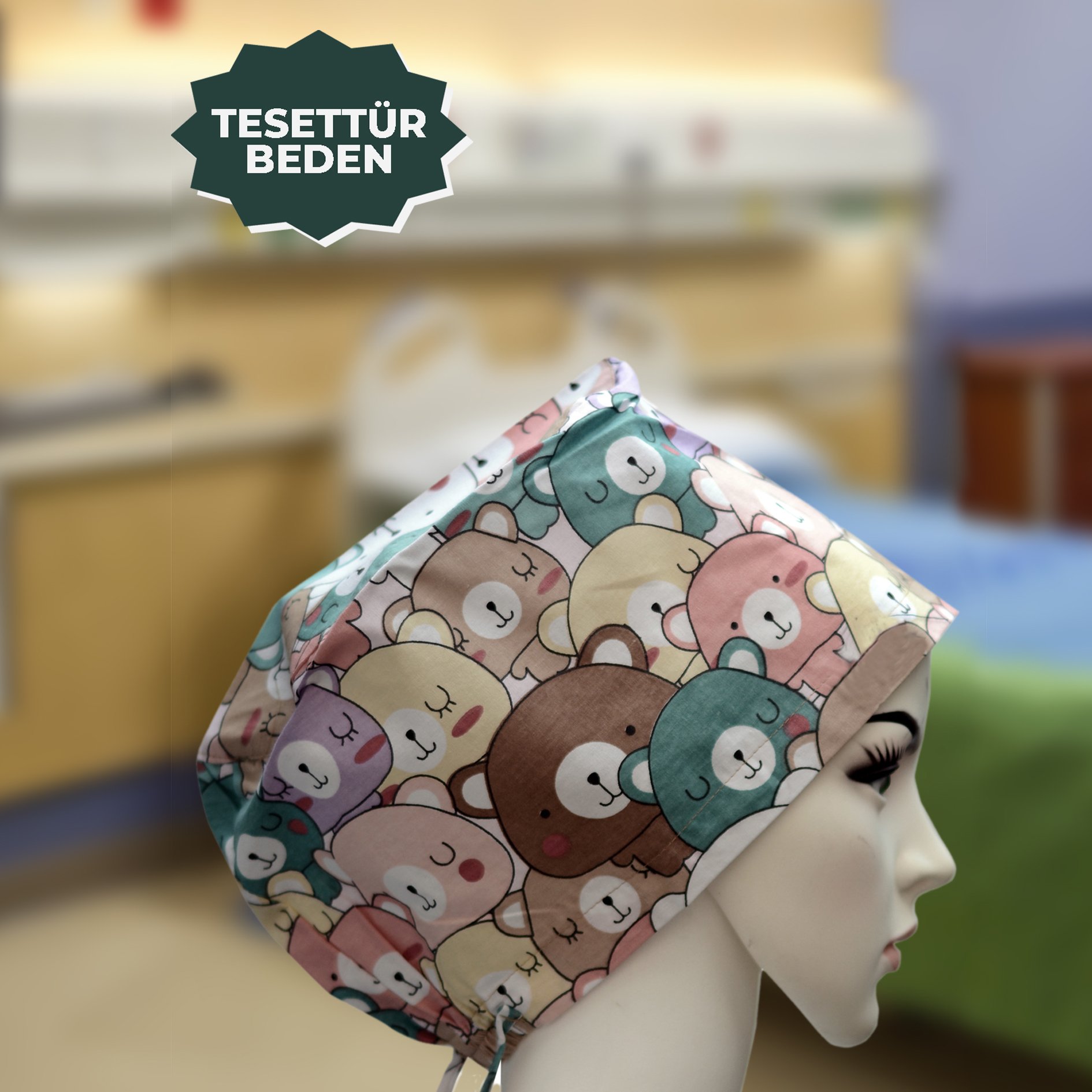 Tesettür Bone | Ayıcıklı | Doktor, Hemşire, Aşçı ve Anne Kullanımı