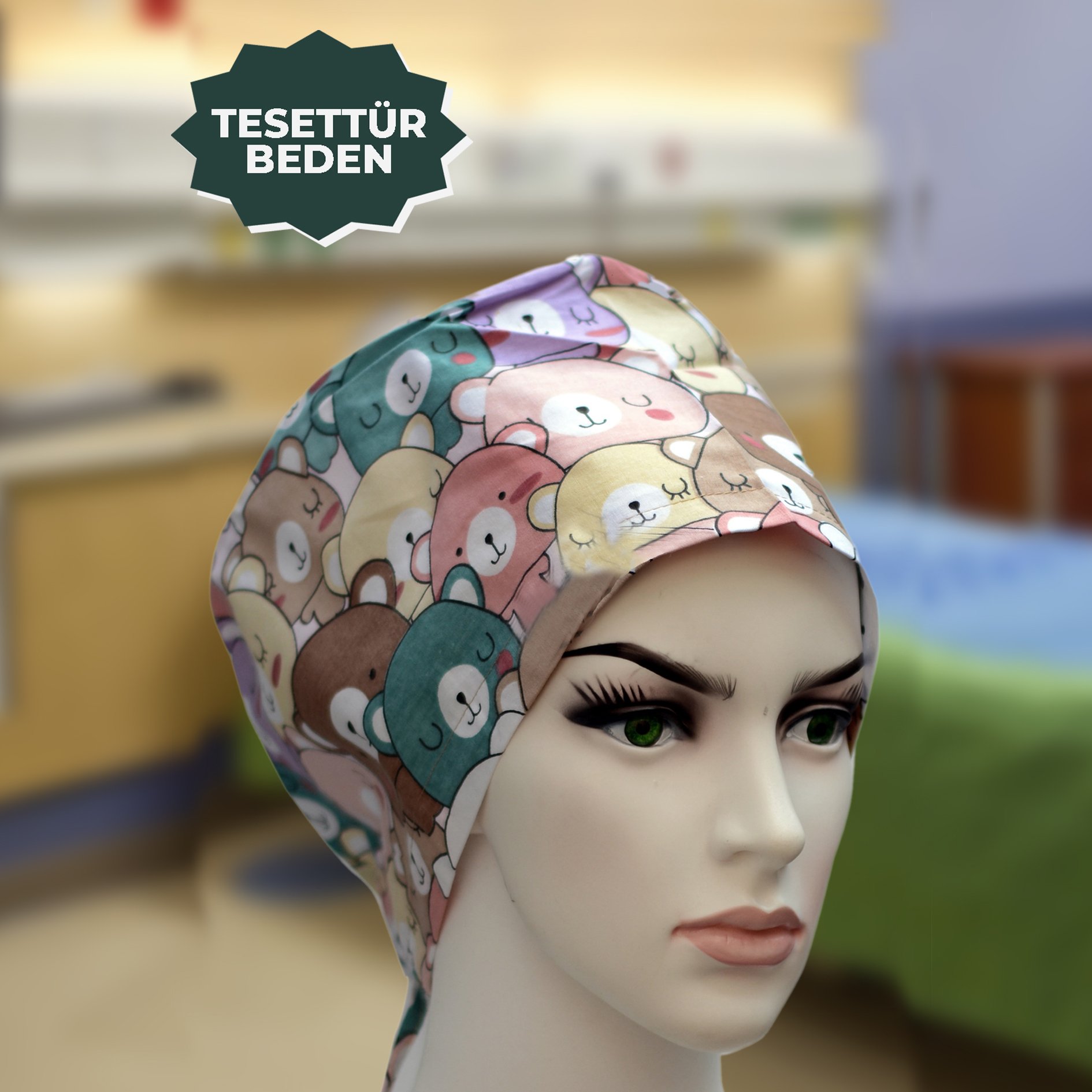 Tesettür Bone | Ayıcıklı | Doktor, Hemşire, Aşçı ve Anne Kullanımı