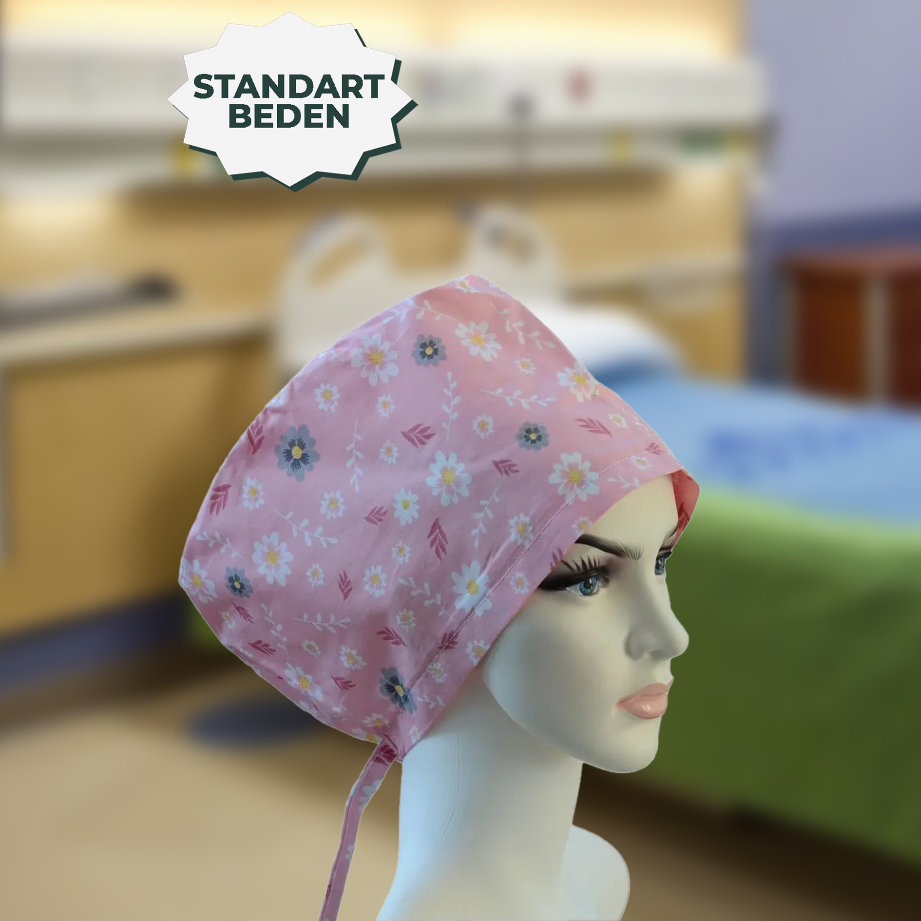 Standart Bone | Pembe Çiçek Desen | Doktor, Hemşire, Aşçı ve Anne Kullanımı