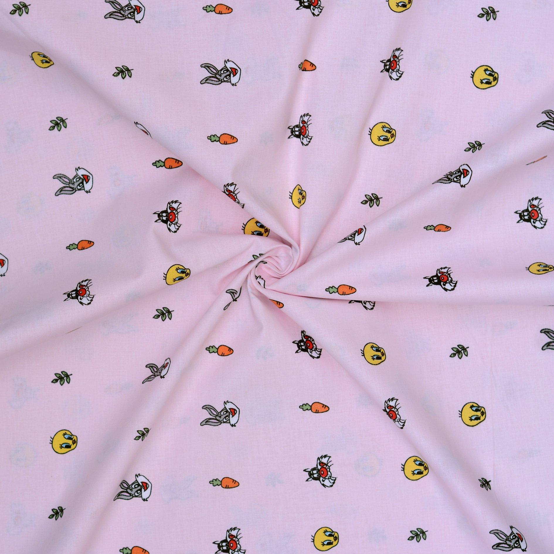Pembe Çizgi Film Poplin Kumaş