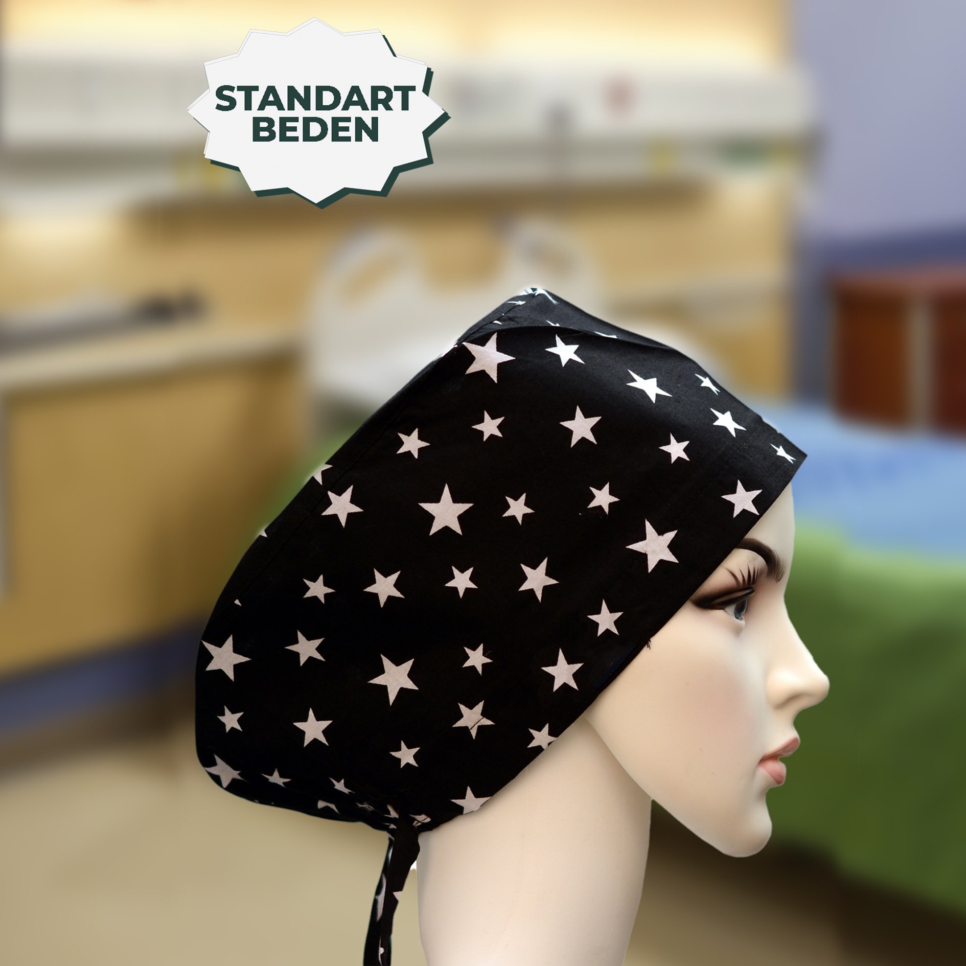 Standart Bone | Siyah Yıldızlı | Doktor, Hemşire, Aşçı ve Anne Kullanımı