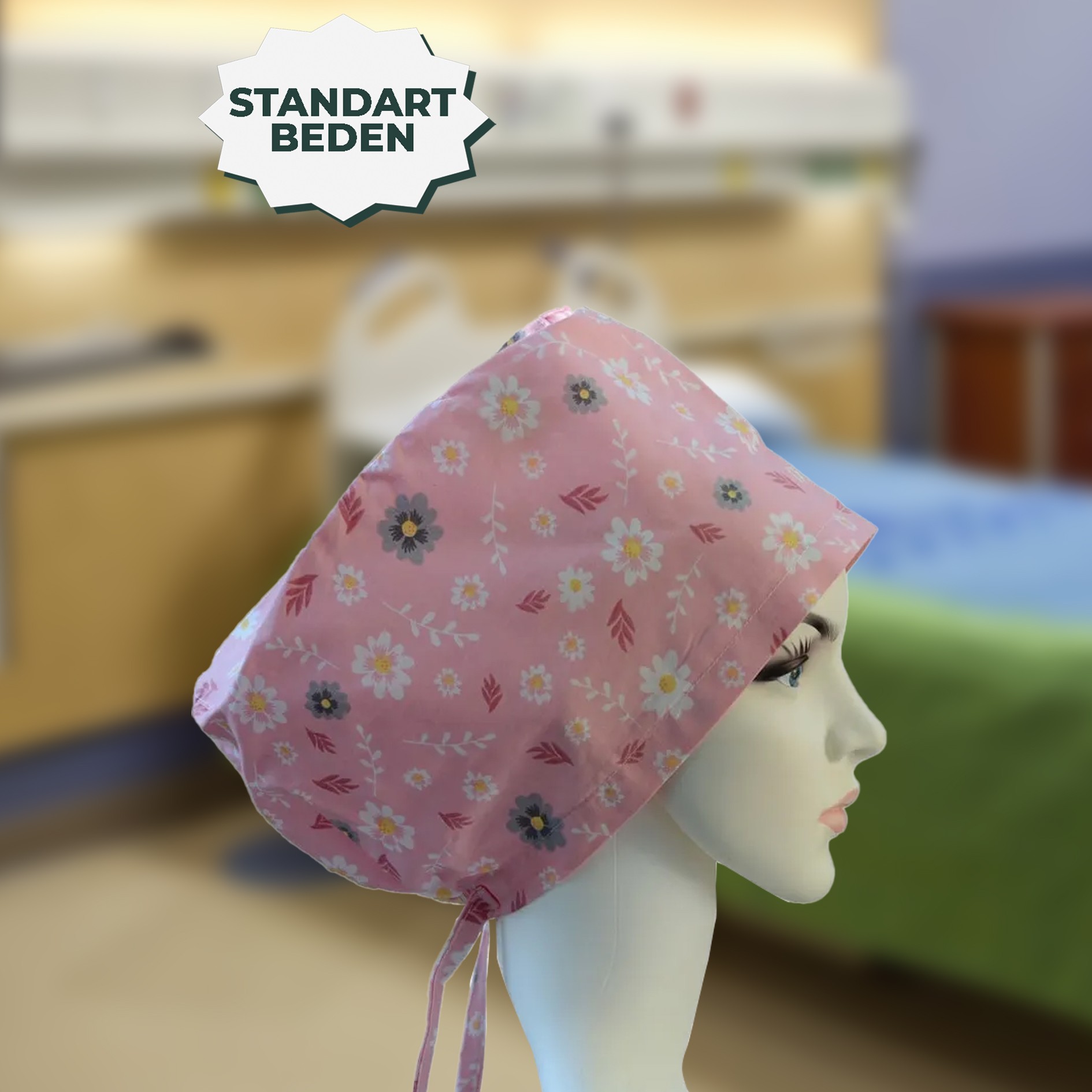 Standart Bone | Pembe Çiçek Desen | Doktor, Hemşire, Aşçı ve Anne Kullanımı