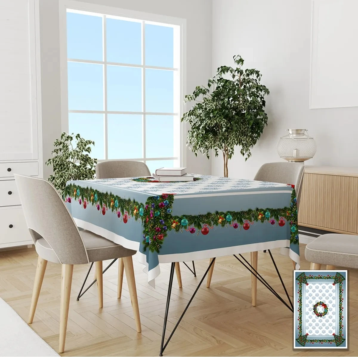Yılbaşı Desenli Masa Örtüsü