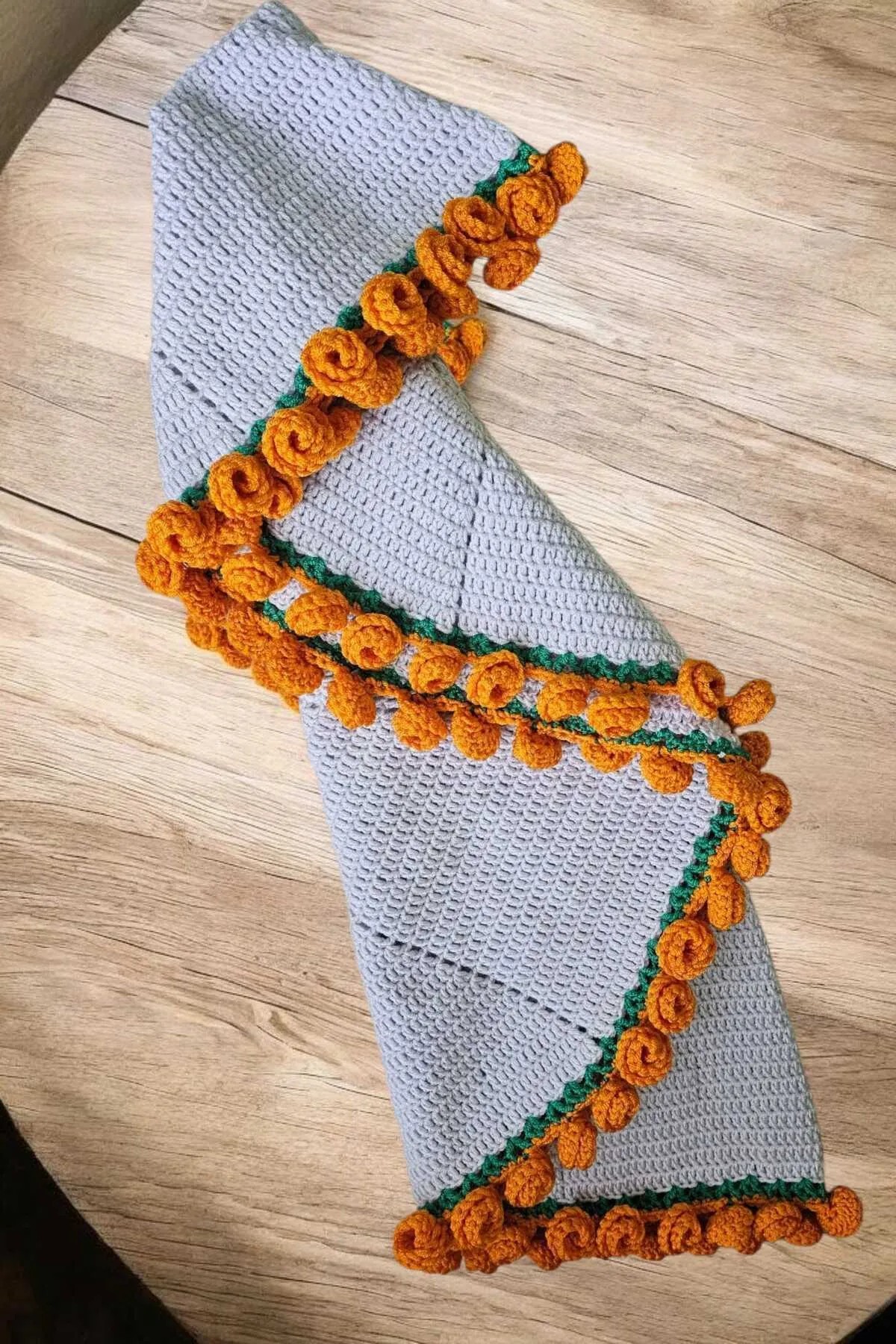 Turuncu Çiçekli Battaniye, Buket Battaniye, Buket Şal, Çiçek Buketi 