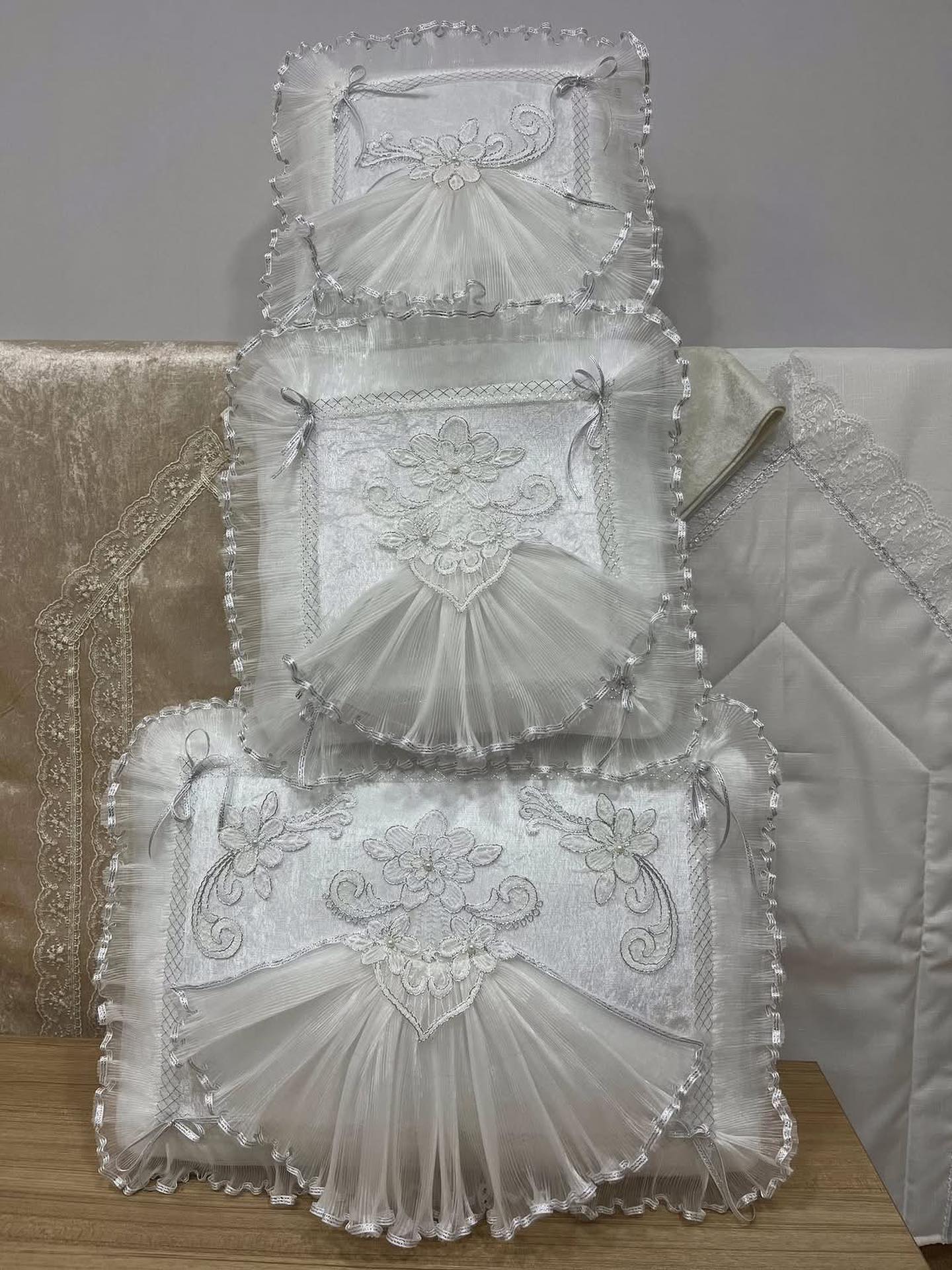 3lü Kadife Hurç Güpürlü