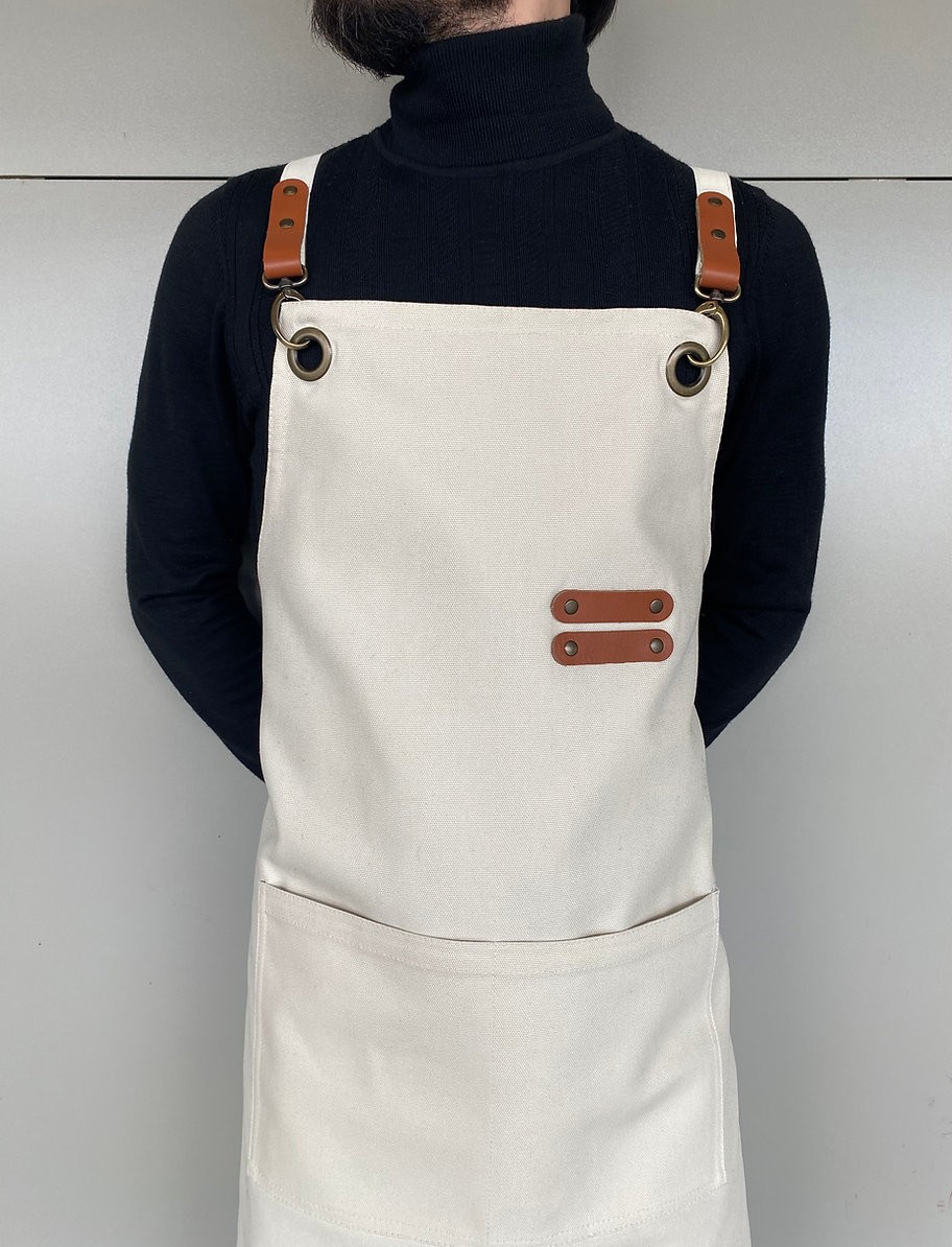 KP-03 Genuine Leather Detail Stain Resistant Canvas Apron