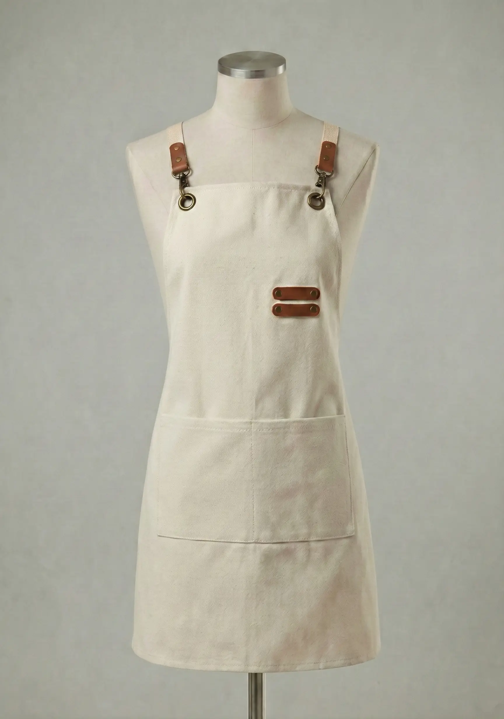 KP-03 Genuine Leather Detail Stain Resistant Canvas Apron