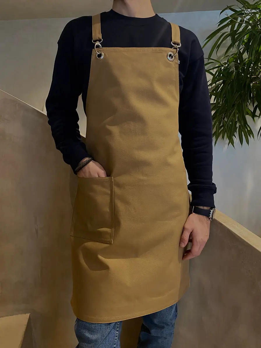 【最終値下げ】papier Apron brown KP-01 Crossback Stain Resistant Canvas Apron