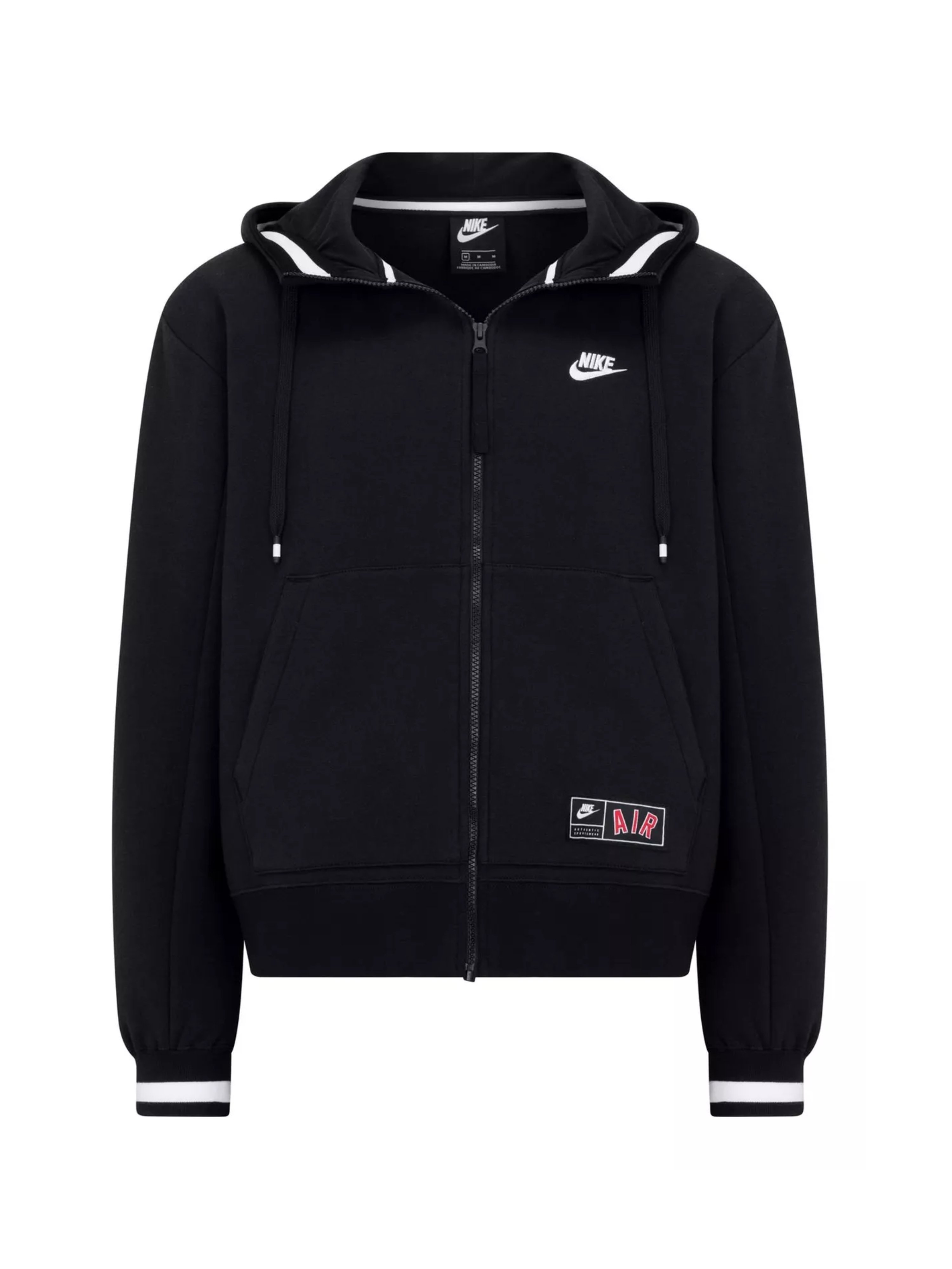 Nike Orijinal Air Fleece Full Zip Hoodie - Siyah