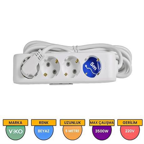 VİKO MULTİ-LET 4 LÜ PRİZ TOPRAKLI KABLOLU Ç.K. 5 MT