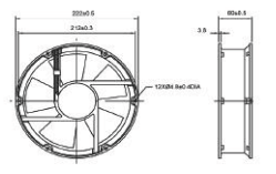 Plastim 220x60mm 220v AC Rulmanlı Aksiyel Fan